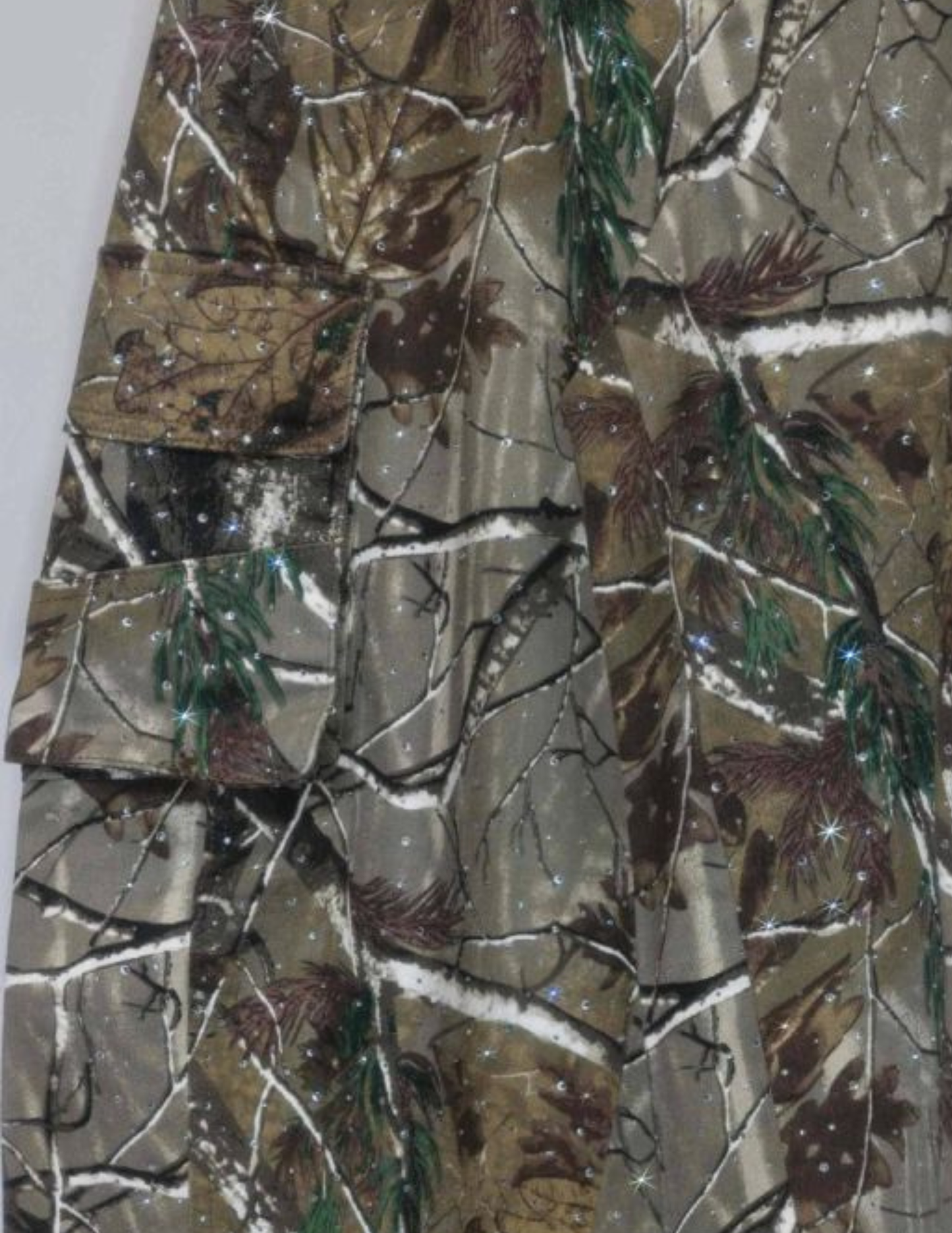 Rhinestone Camo Barrel Cargo Pants