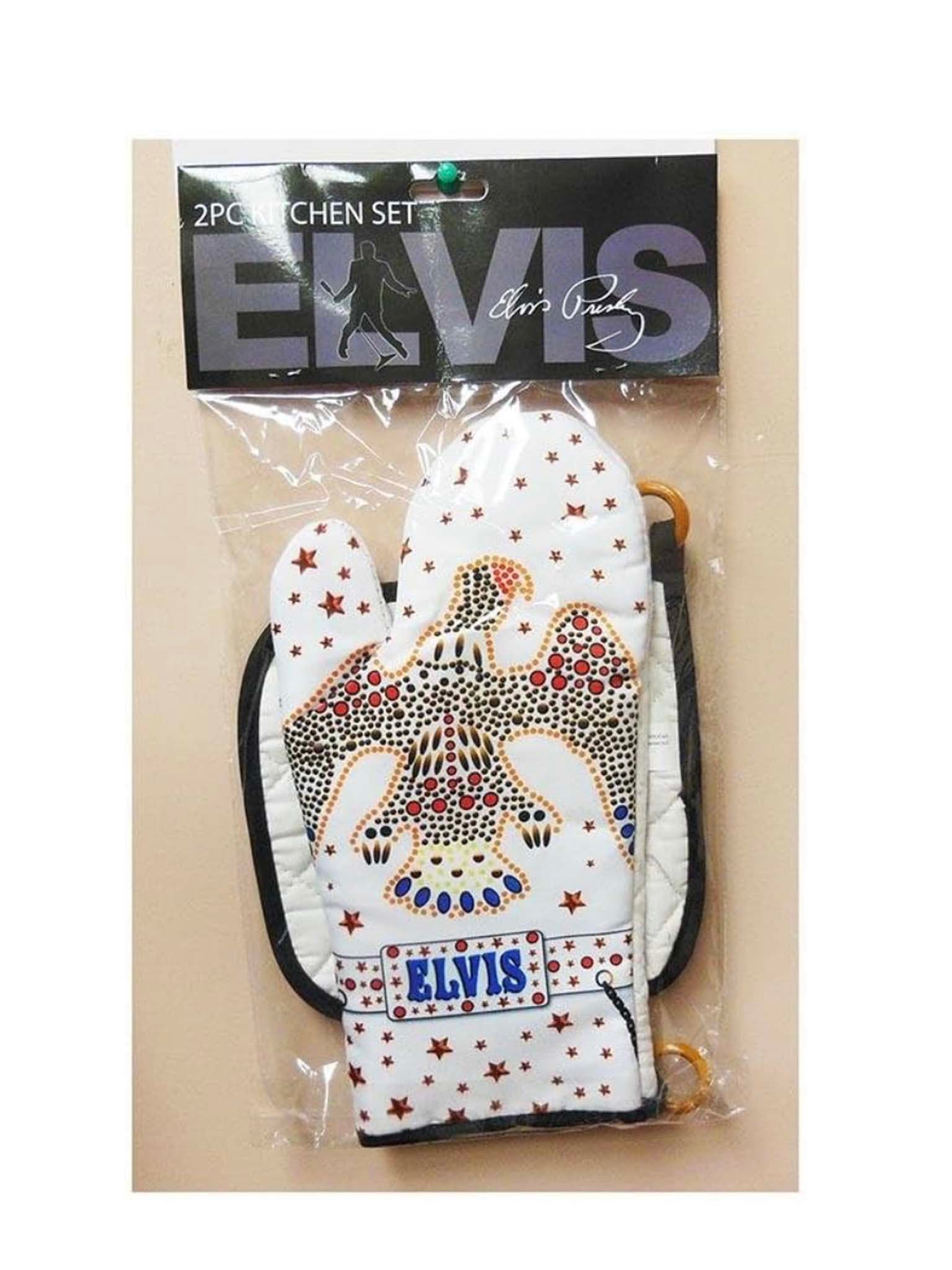Elvis White Jumpsuit  Oven Mitt Set
