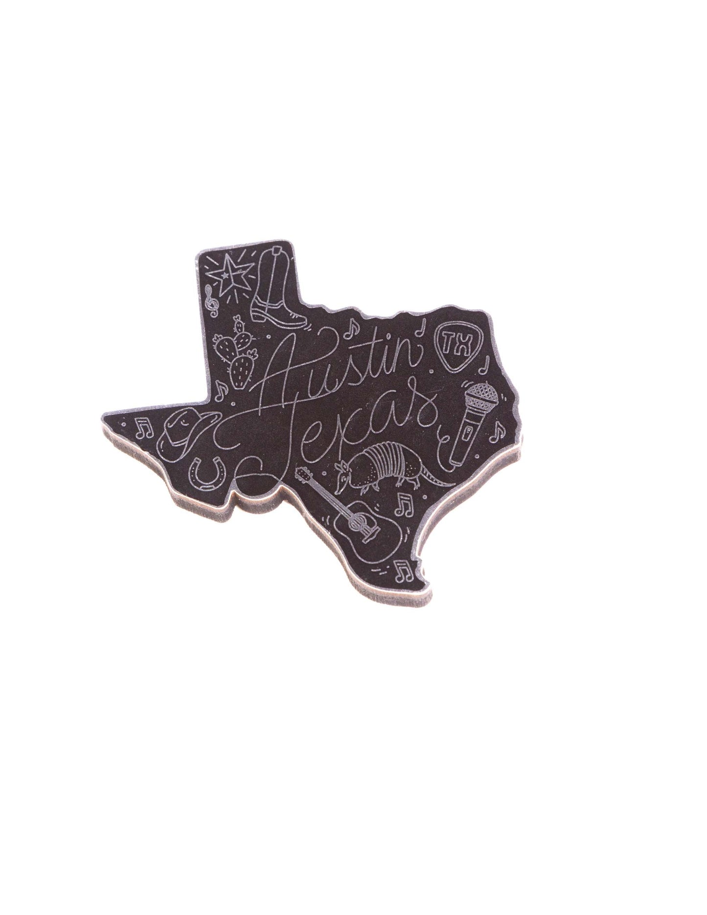 Austin Texas State Outline Foil Magnet - SOUVENIRS