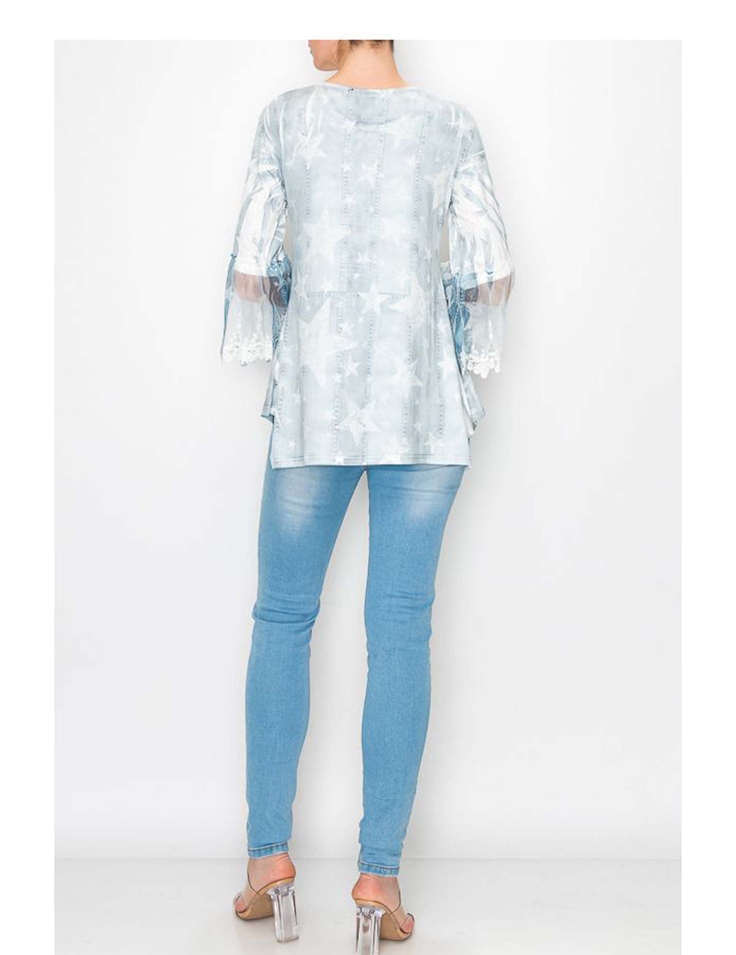 Bell Sleeve Stars Fashion Top - L/S