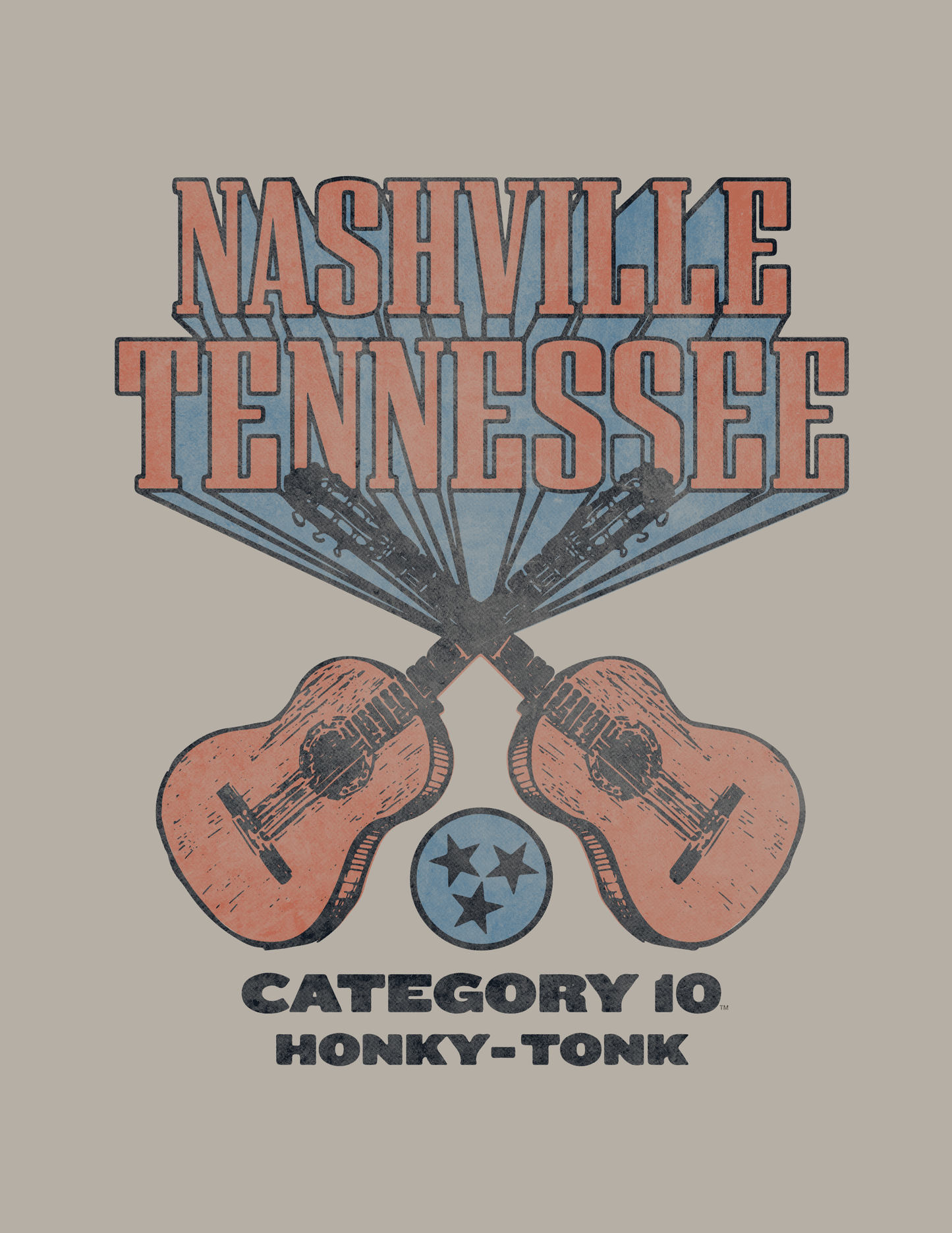 Category 10 Crossed Guitar Burst T-Shirt - S/S