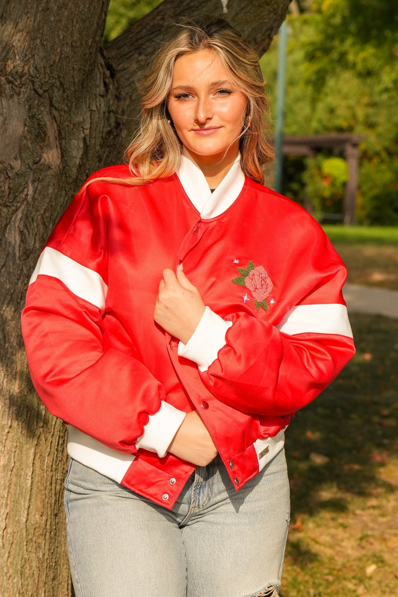 Category 10 Honky Tonk Angel Red Satin Jacket - OUTERWEAR