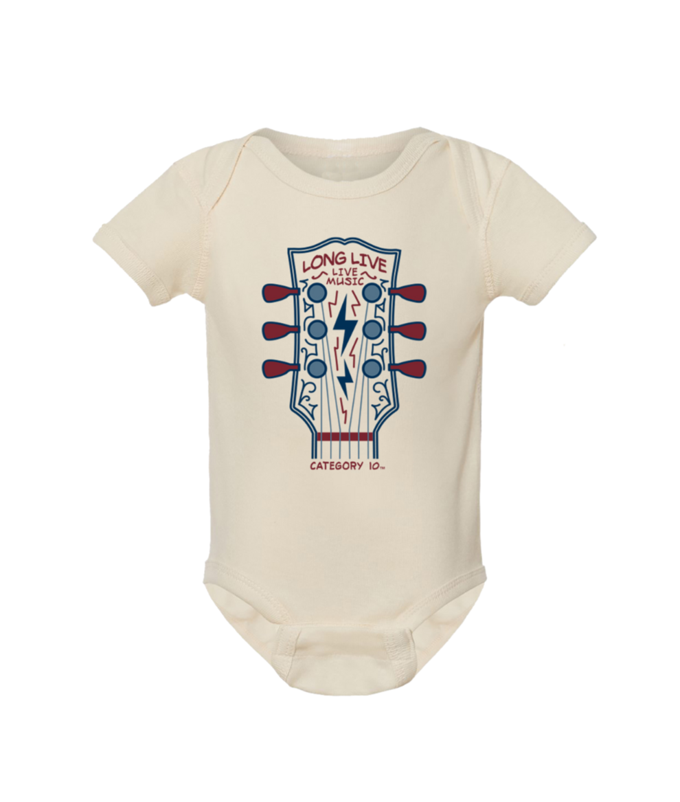 Category 10 Long Live Music Guitar Onesie - KIDS APPAREL