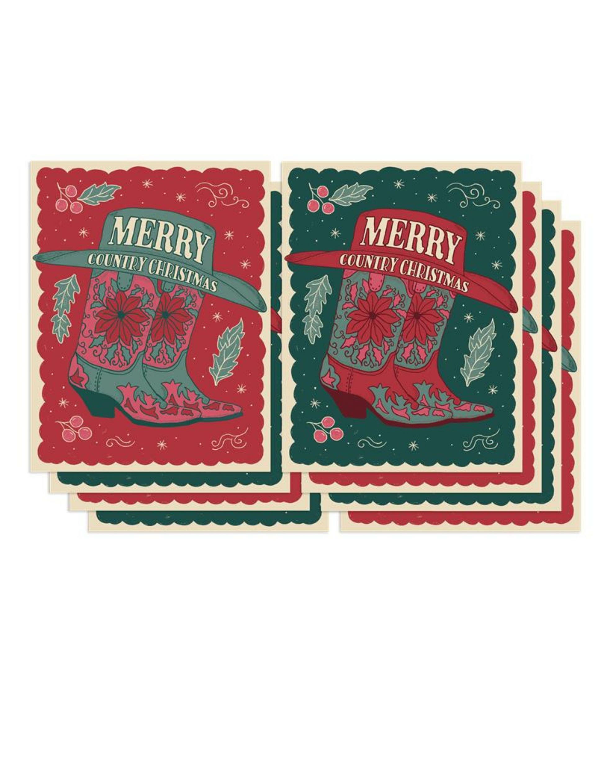Country Christmas Card Set of 8 - SOUVENIRS