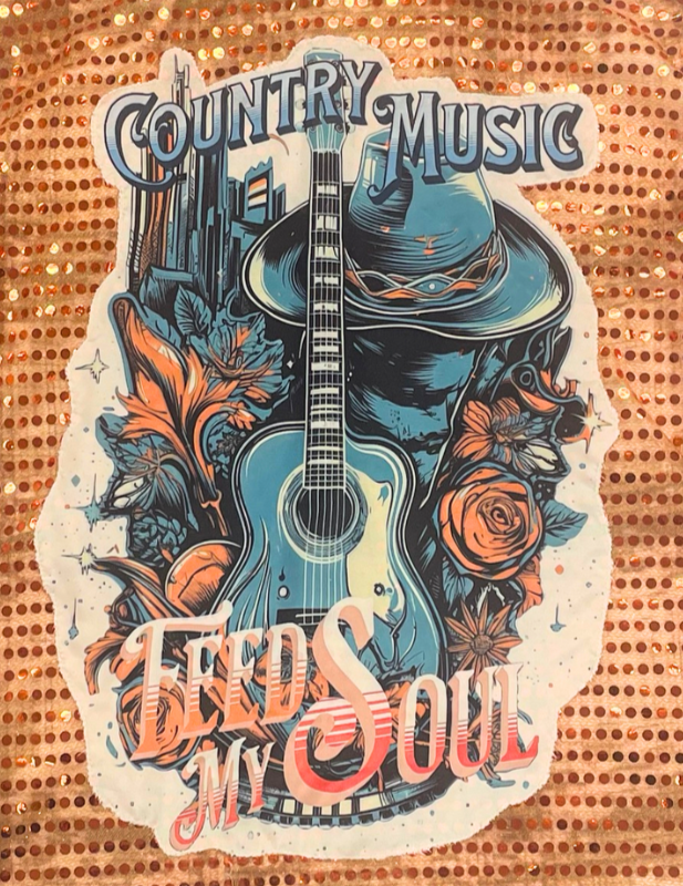 Country Music Feed My Soul Sequin Flannel - L/S
