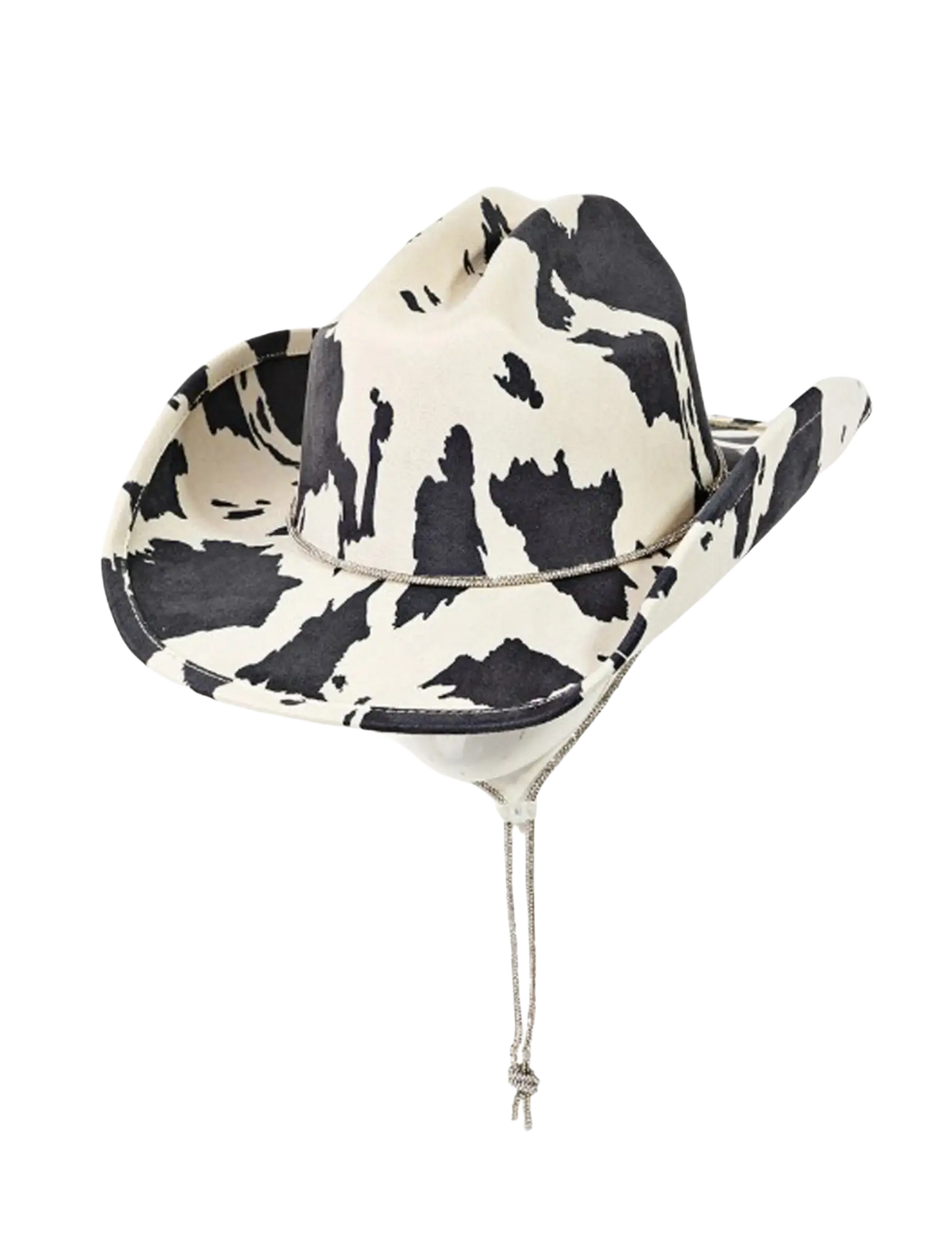Cow Print Drawstring Cowboy Hat - HATS