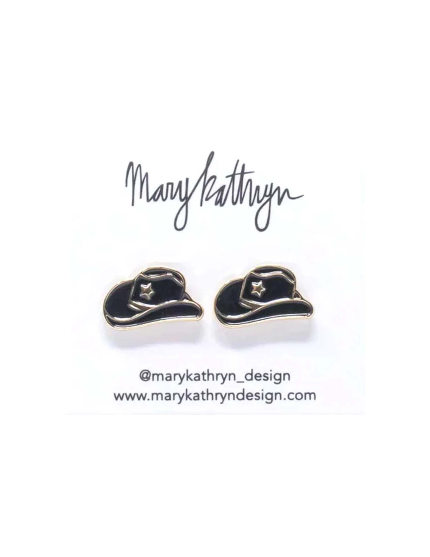 Cowboy Hat Stud Earrings - BLACK - EARRINGS