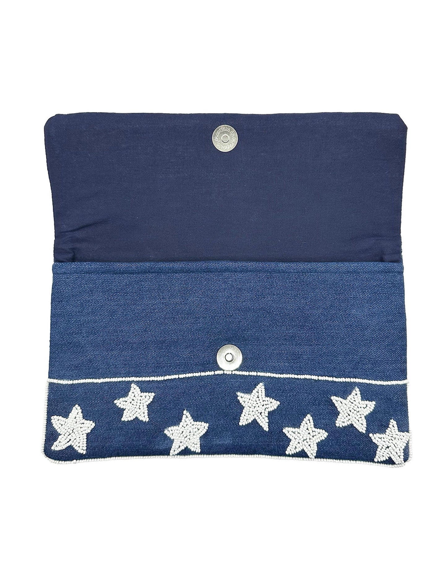 Howdy Denim Beaded Clutch HANDBAGS