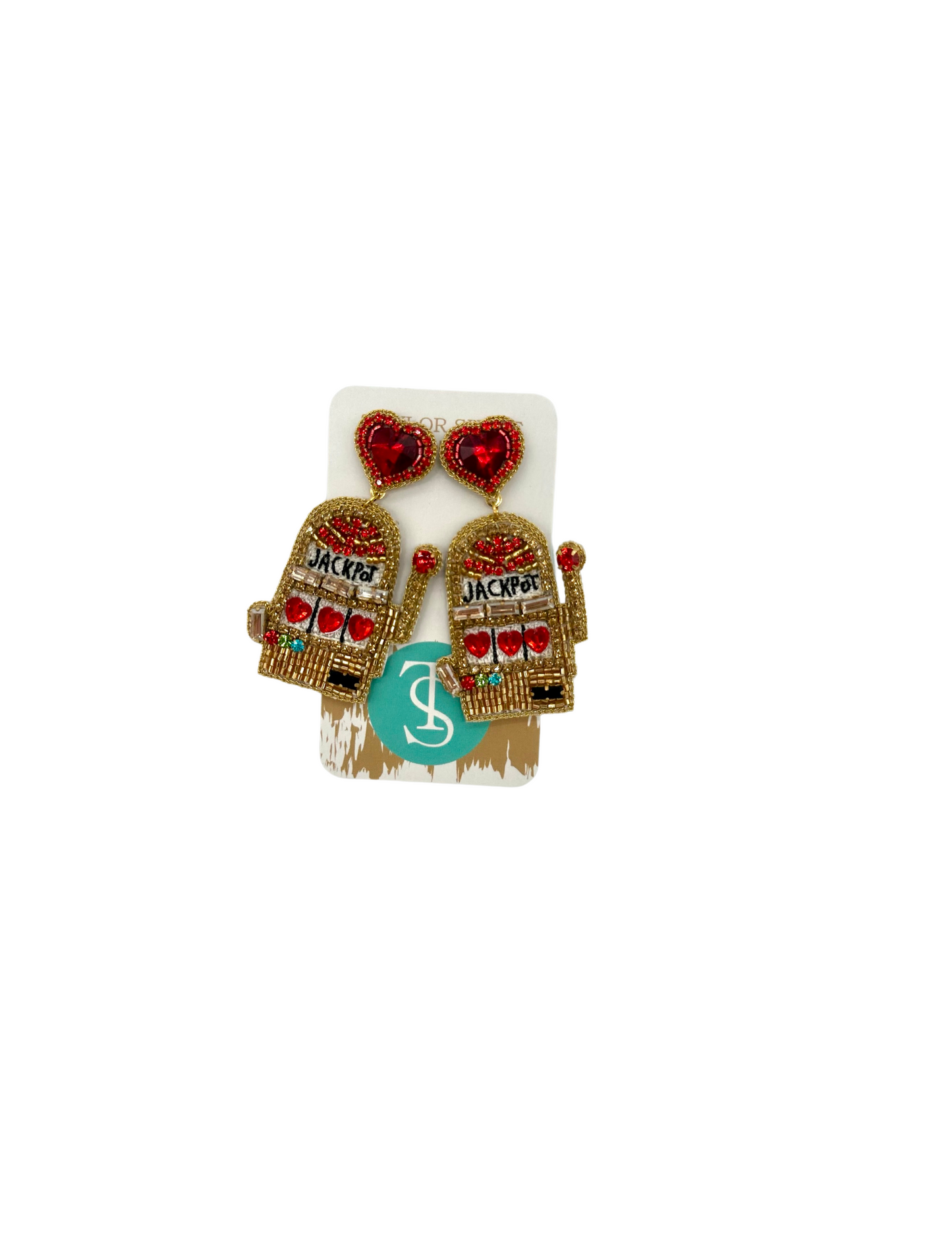 Jackpot Slot Gold Beaded Earrings - JEWELRY