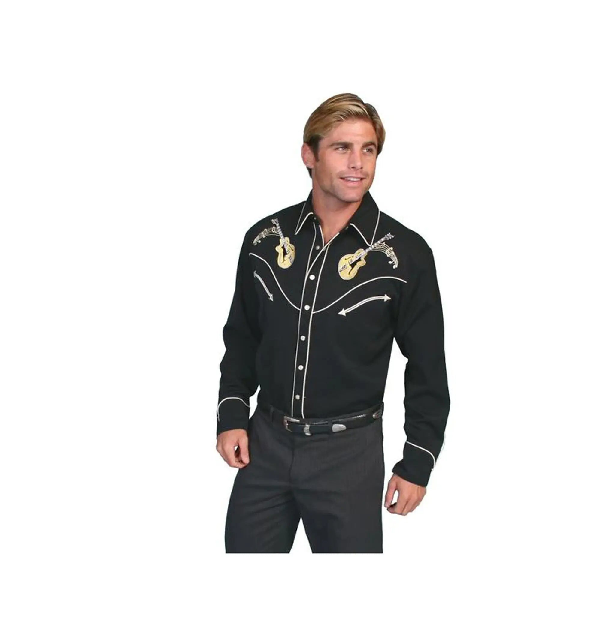 Men's Rock and Roll Western Snap Shirt - OpryShop Black / MD