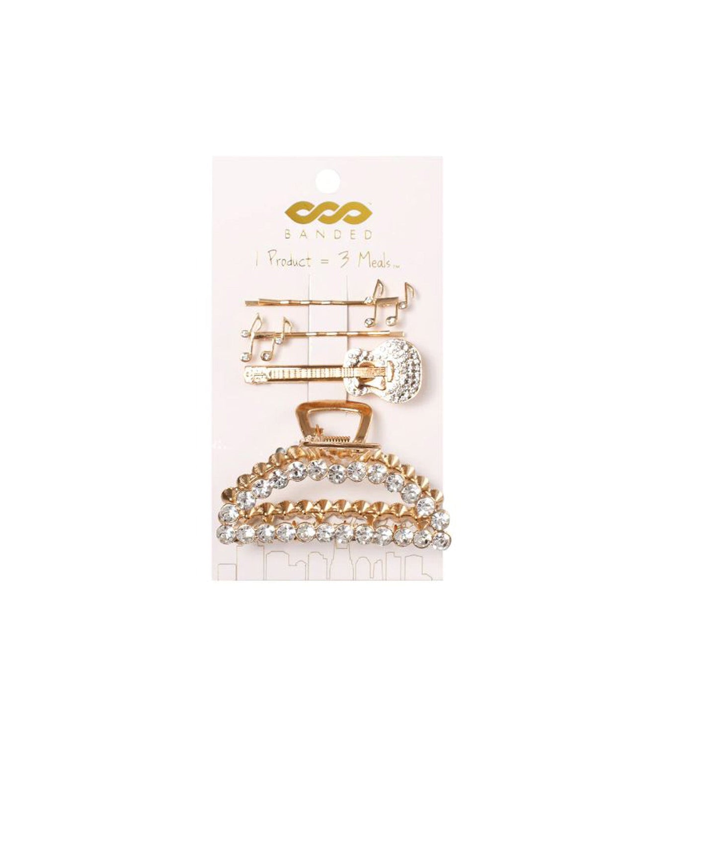Music City Bling Hair Clip 4 Pack by Banded - HEAD ACCESSORIES