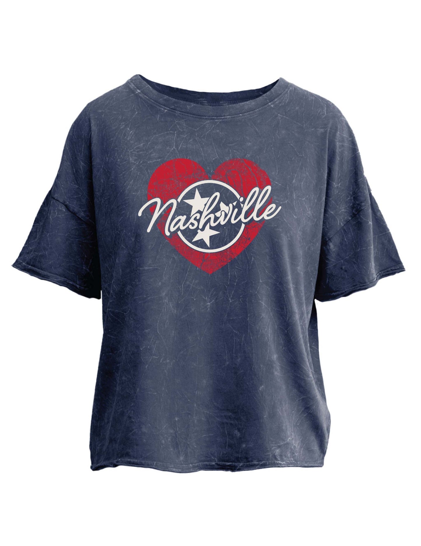 Nashville Heart Cropped Distressed Tee - S/S