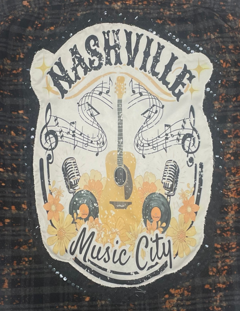 Nashville Music City Sequin Flannel - L/S