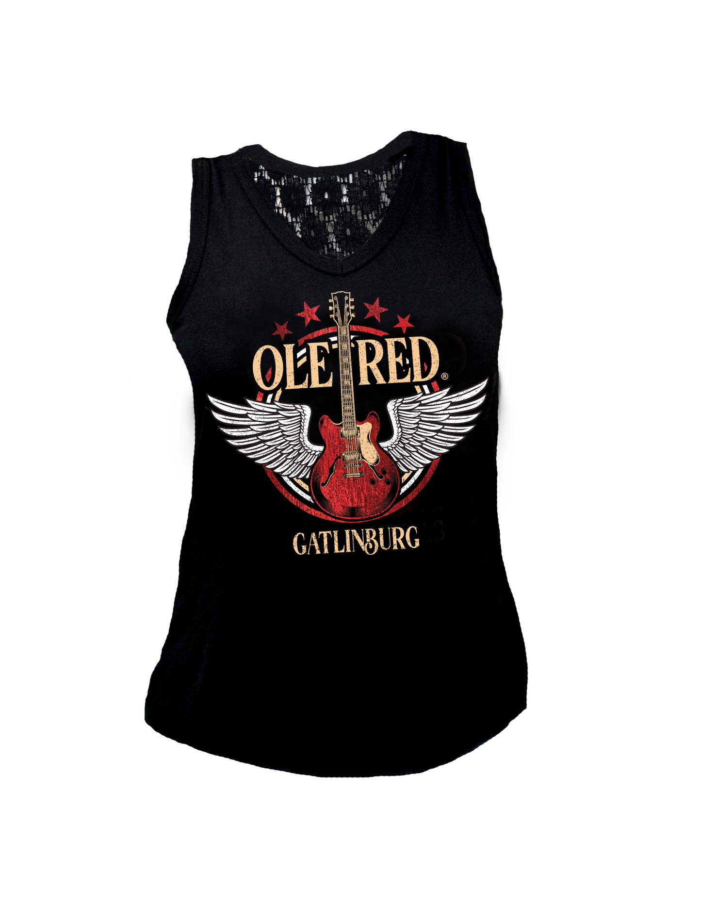 Ole Red Gatlinburg Bling Wing Guitar Lace Tank - TANKS
