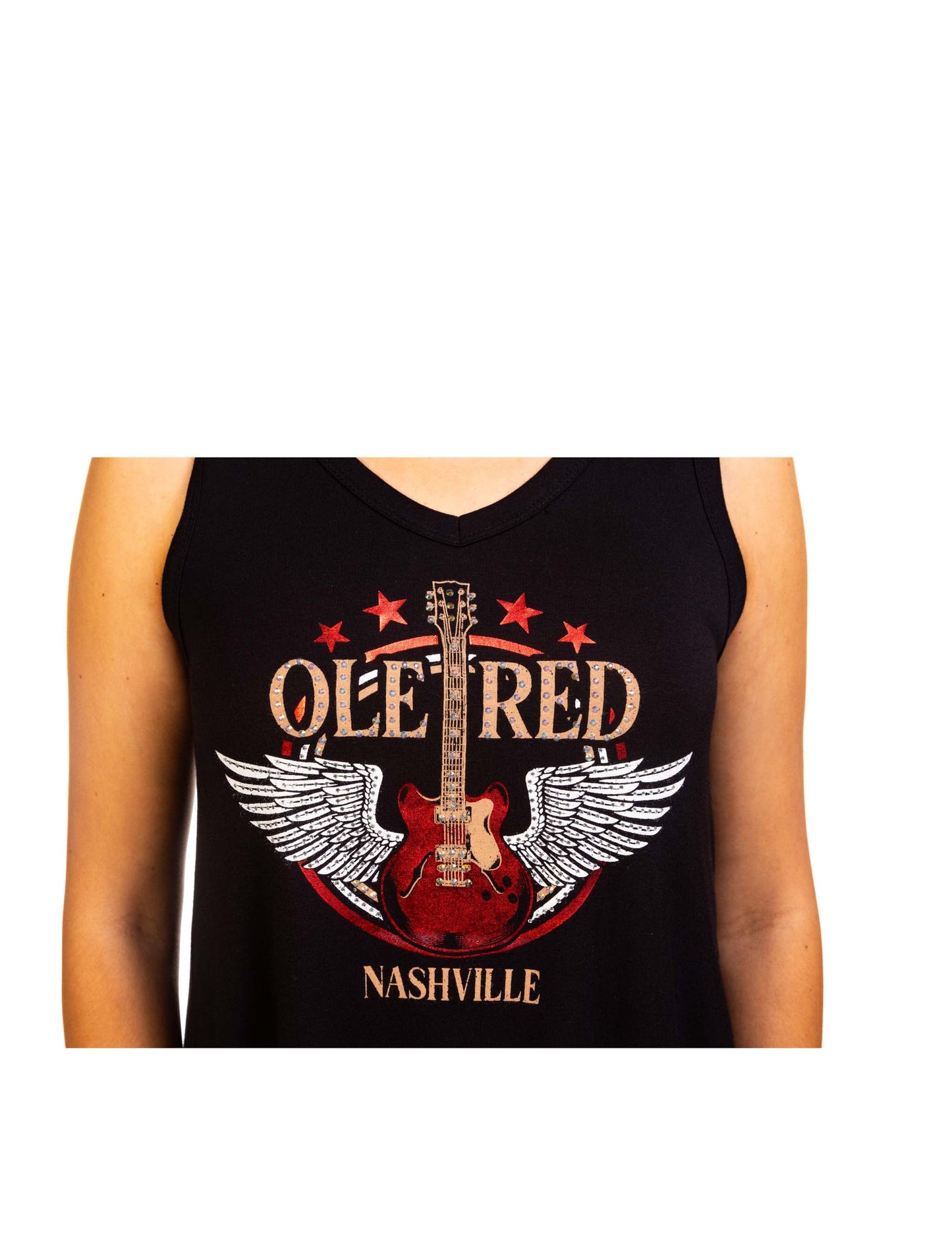 Ole Red Nashville Bling Wing Guitar Lace Tank - TANKS