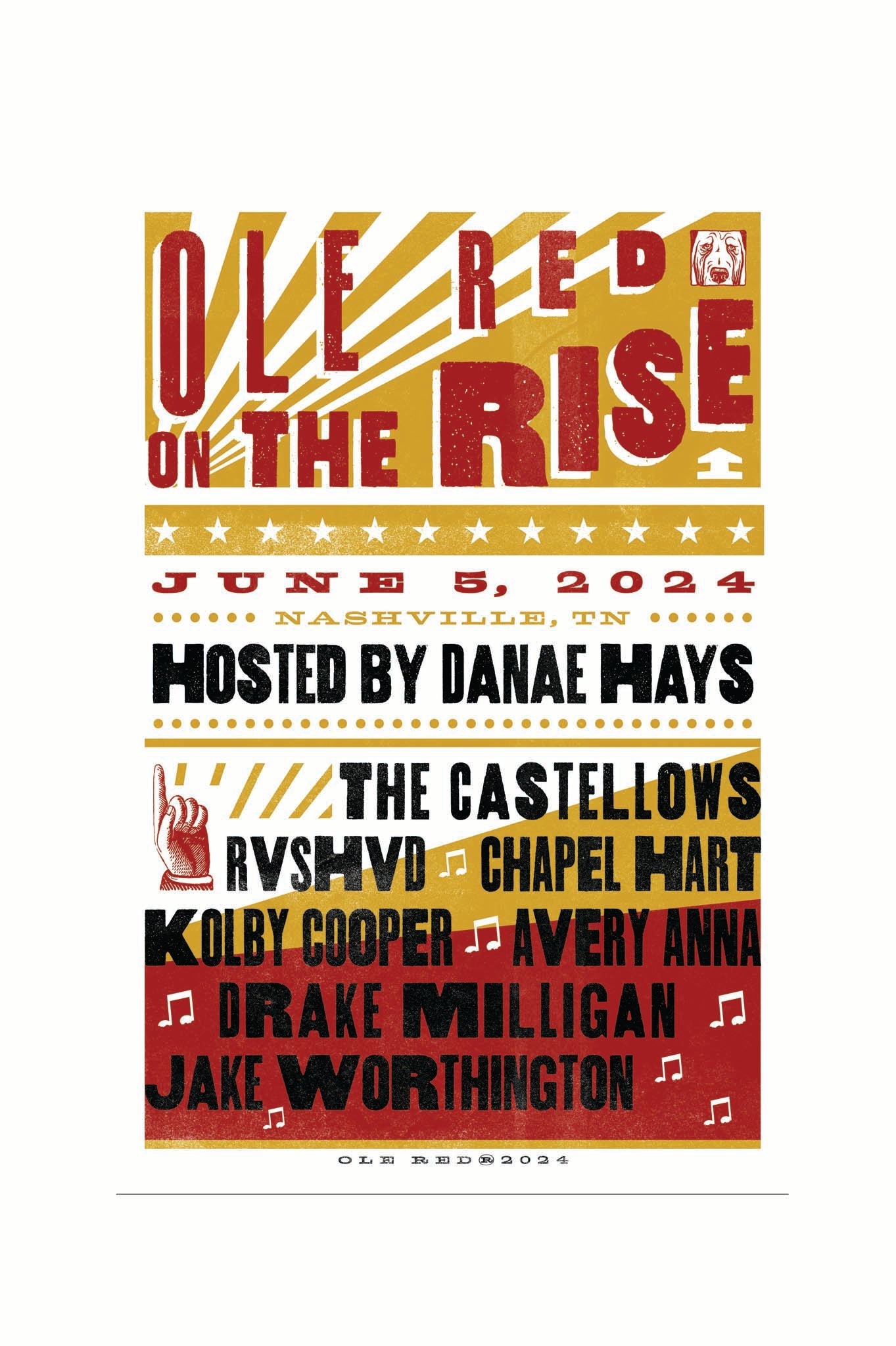 Ole Red Nashville On the Rise 2024 Lineup Poster - POSTERS