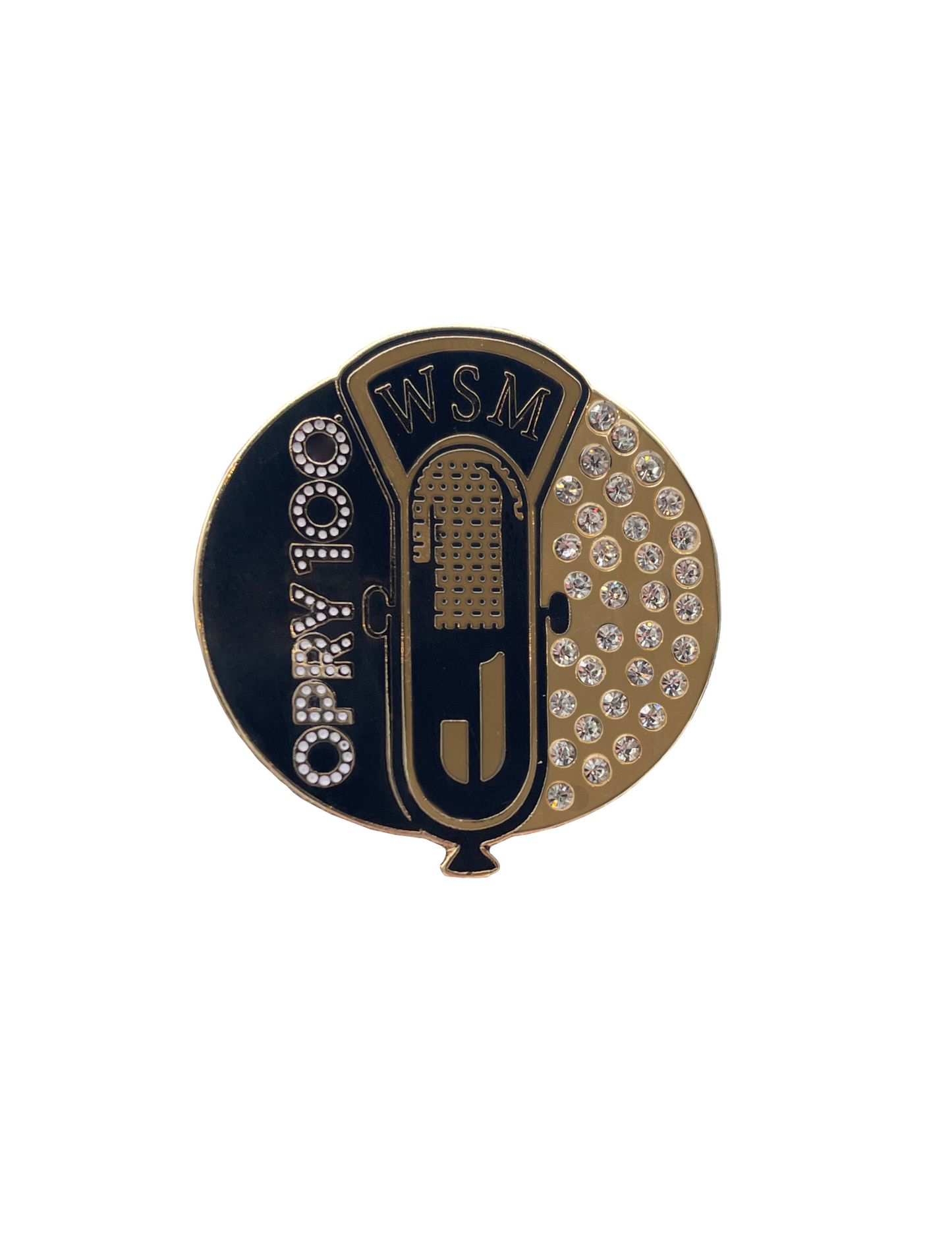 Opry 100 Rhinestone WSM Mic Pin - JEWELRY