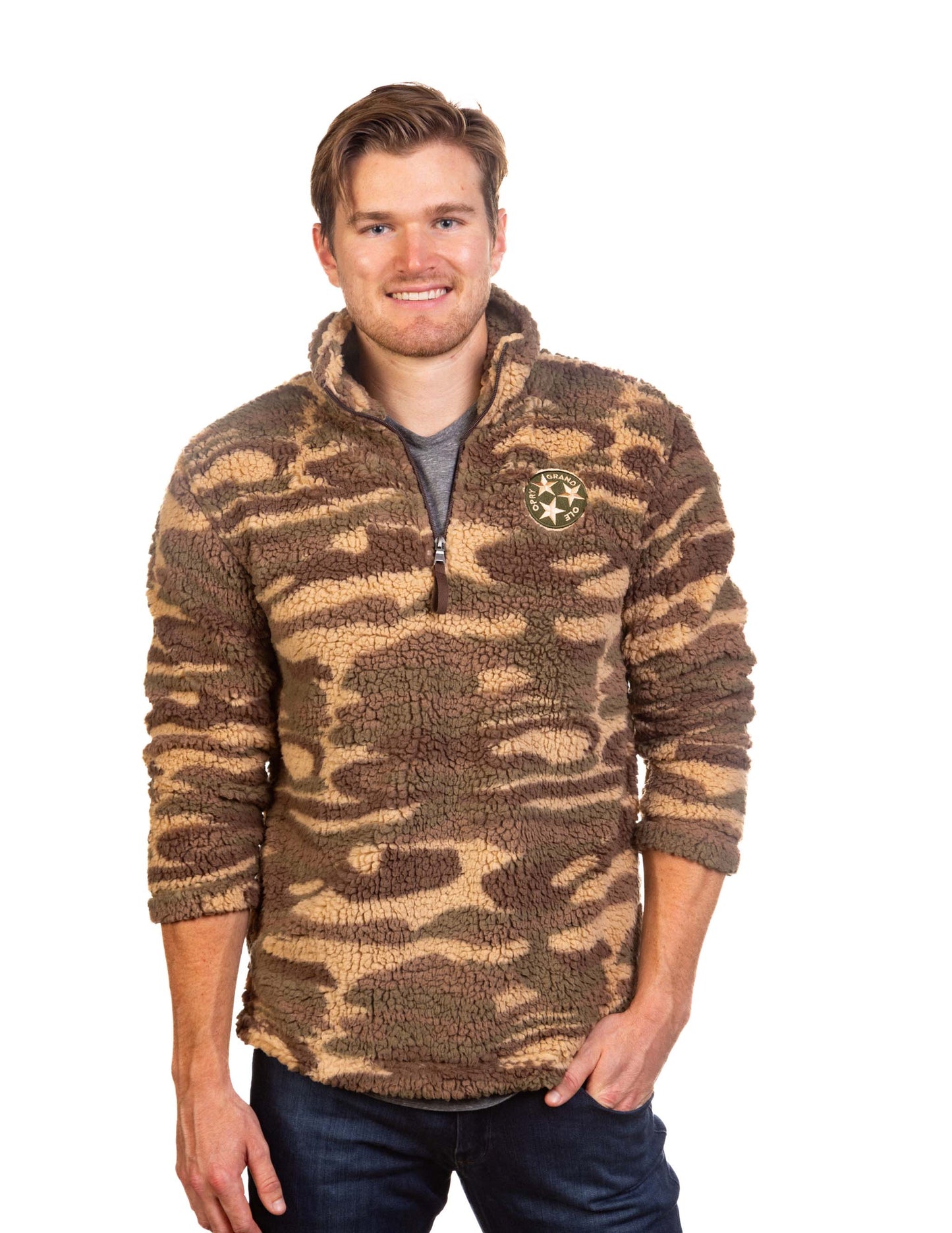 Opry Camo Sherpa Quarter Zip Pullover - FLEECE
