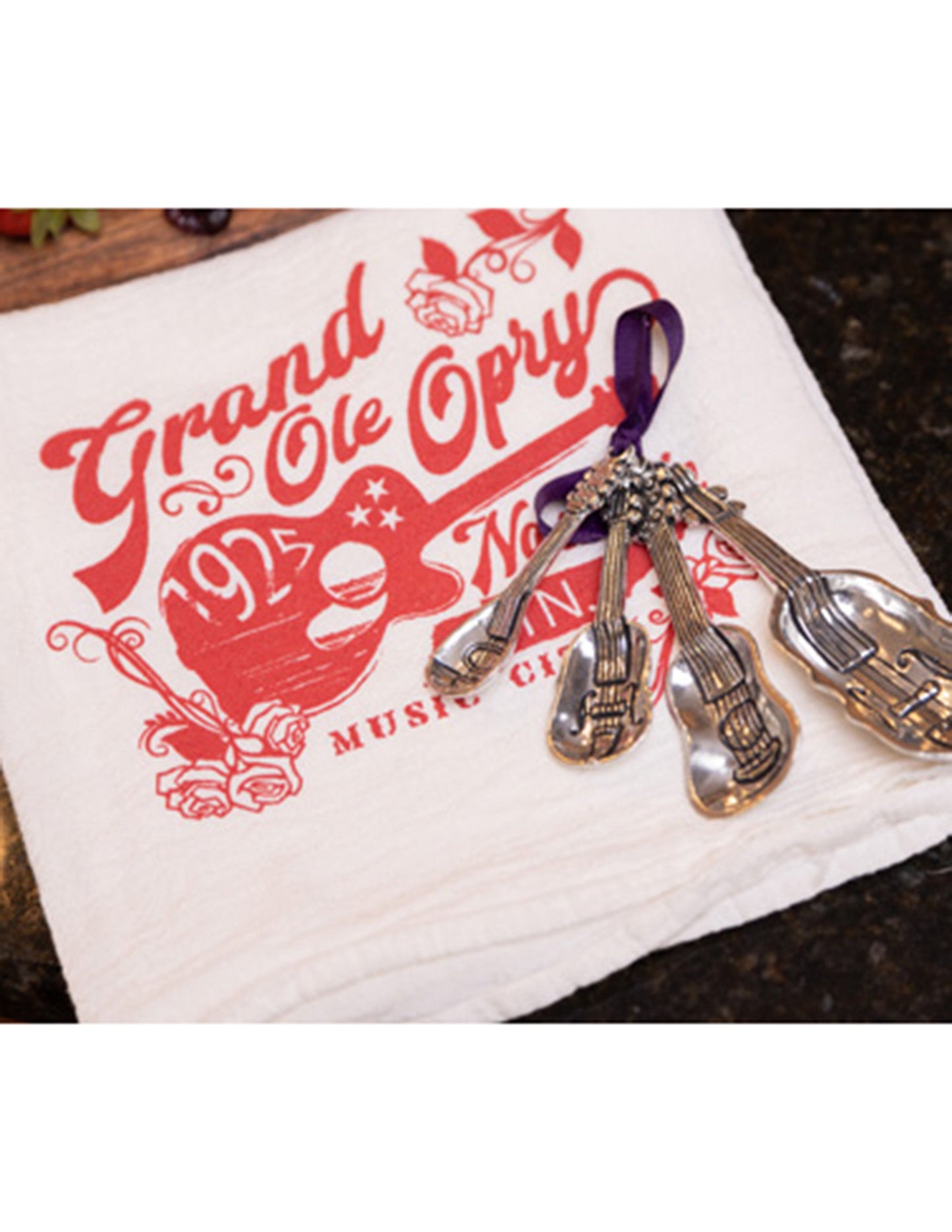 Opry Guitar Rose Tea Towel - KITCHEN