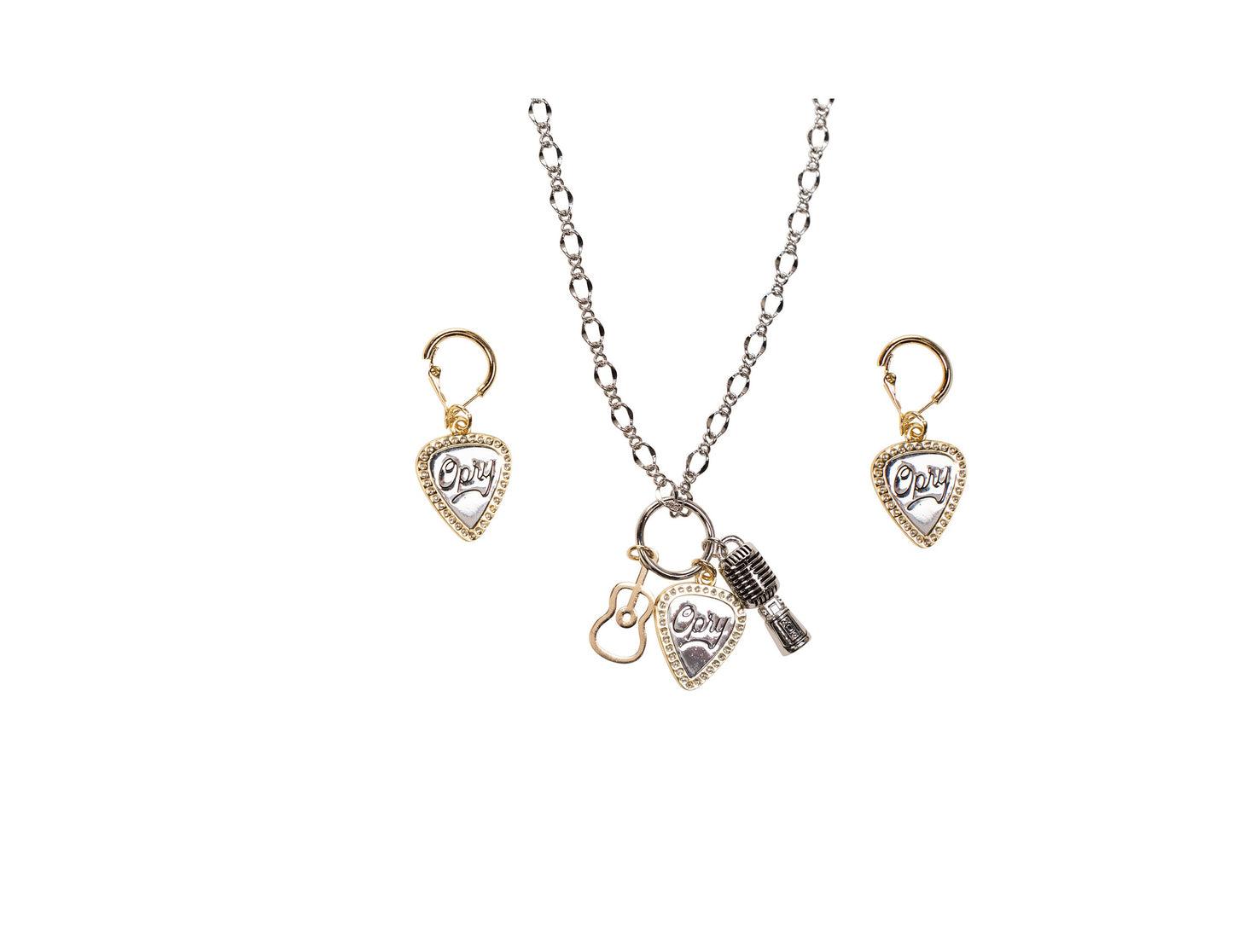 Opry Mixed Metal Guitar Pick Earrings - JEWELRY