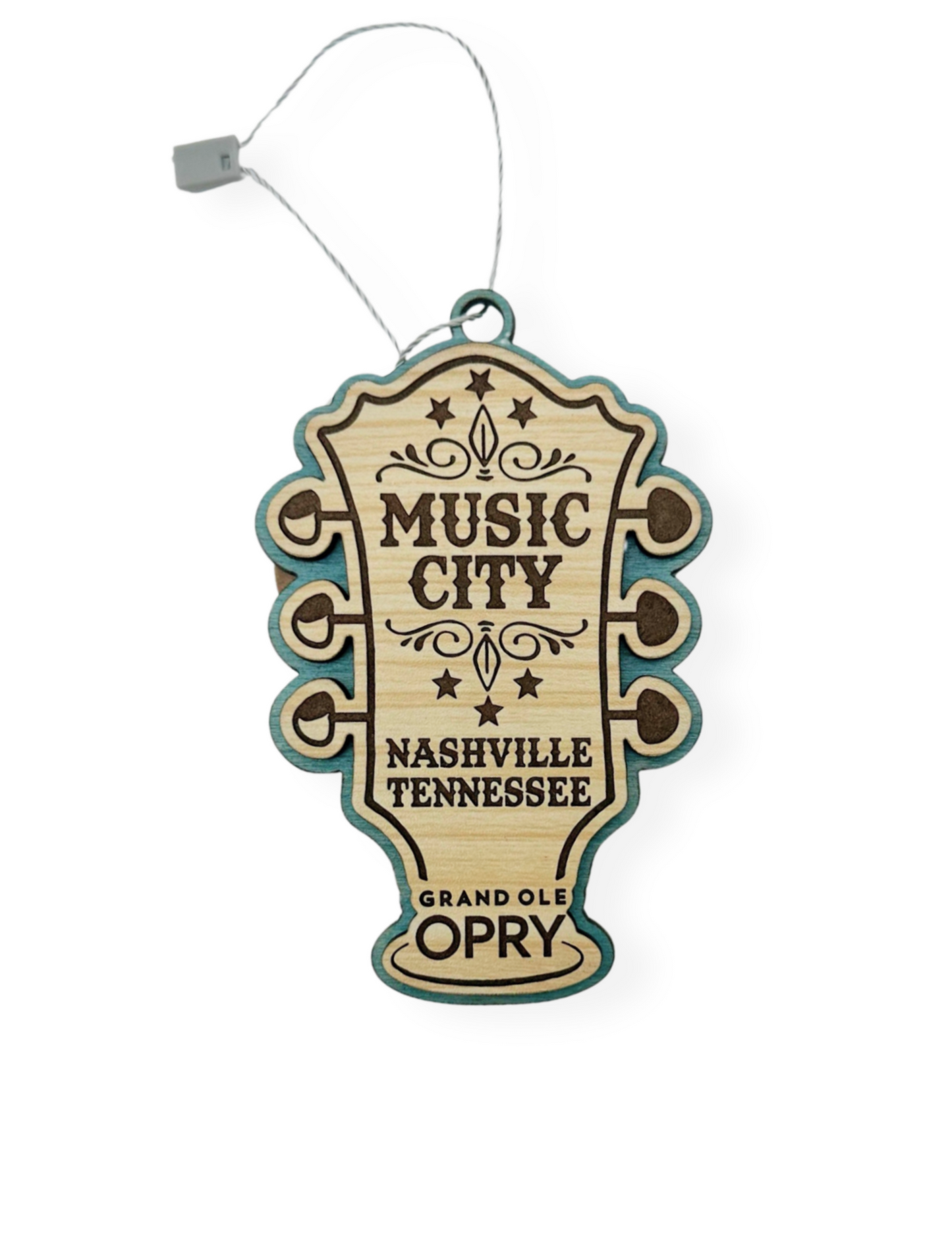 Opry Music City Guitar Head Wooden Ornament - ORNAMENTS