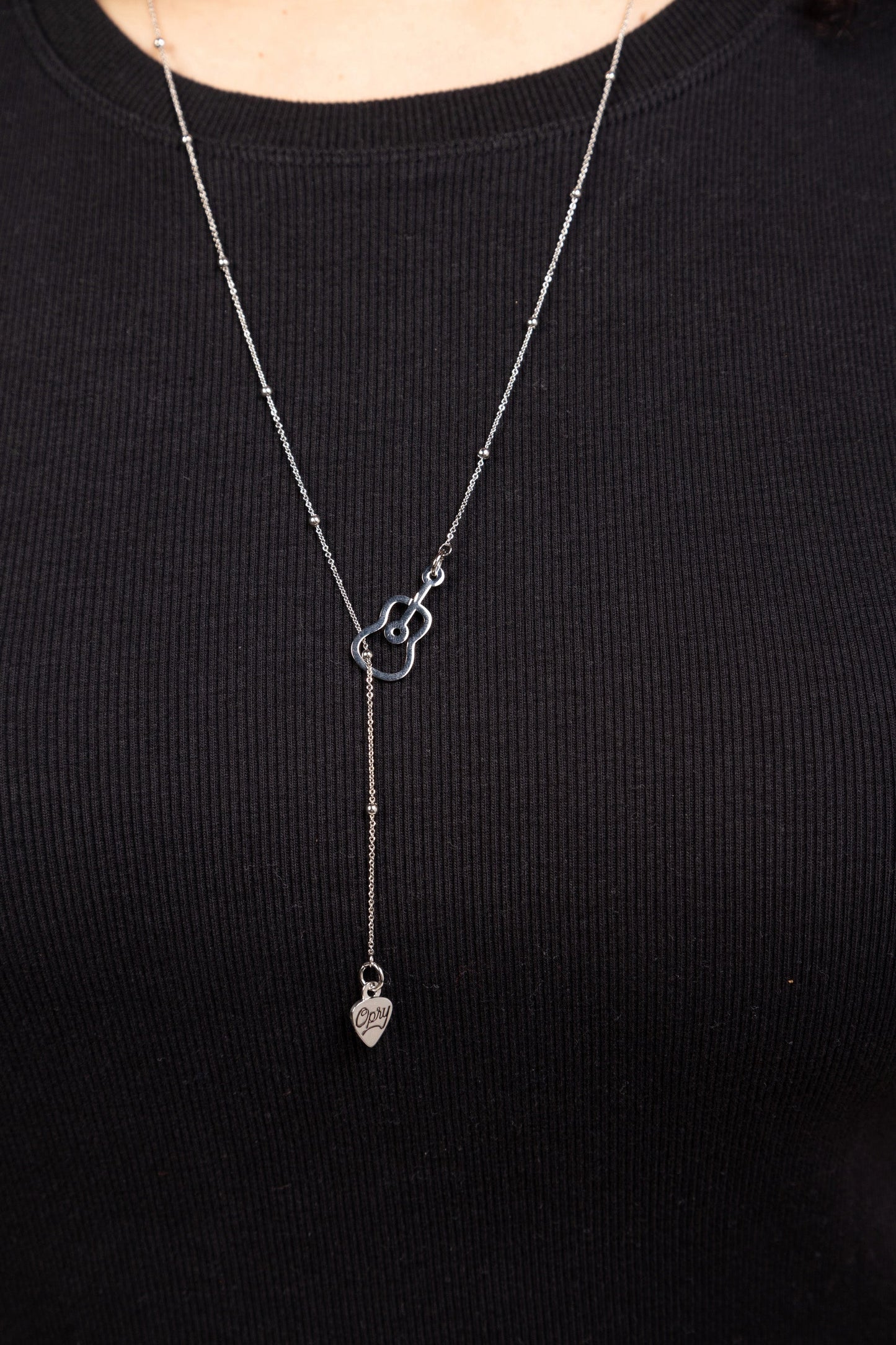 Opry Silver Guitar Necklace - JEWELRY