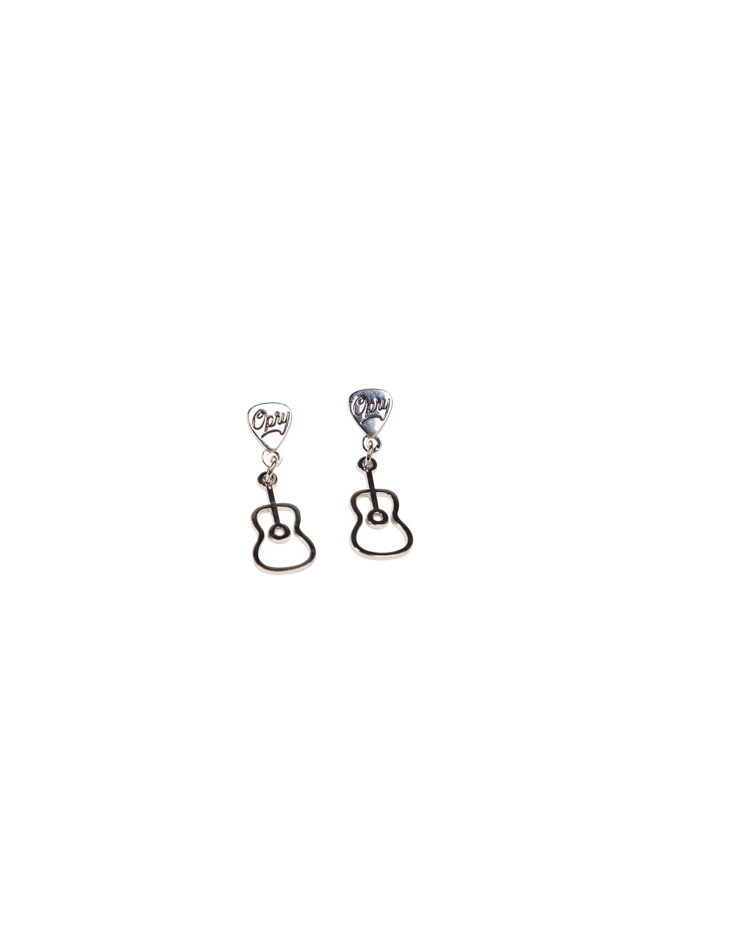 Opry Sliver Guitar Charm Earrings - JEWELRY