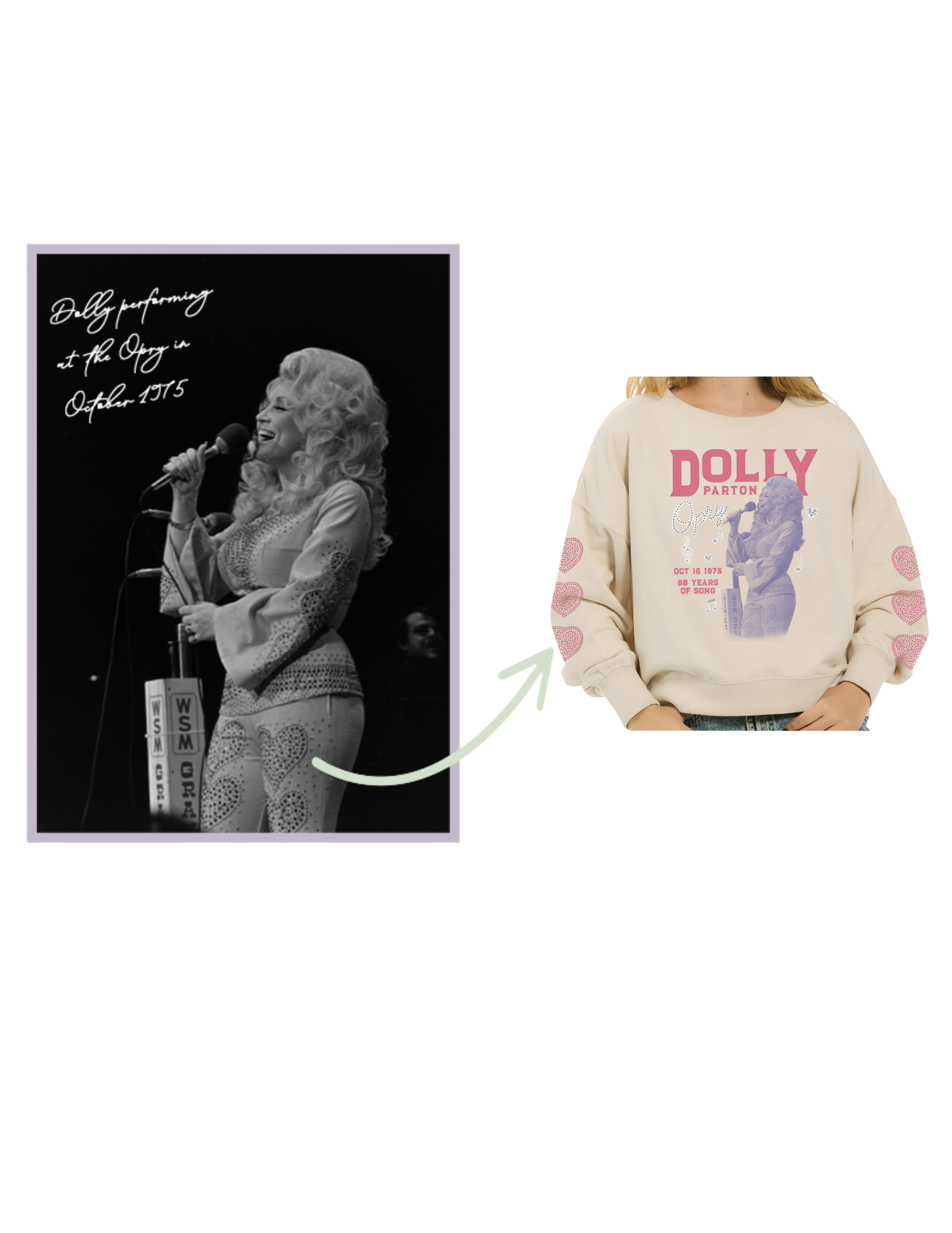 Opry x Dolly Parton Heart Sleeve Crew Sweatshirt - CREW SWEATSHIRTS