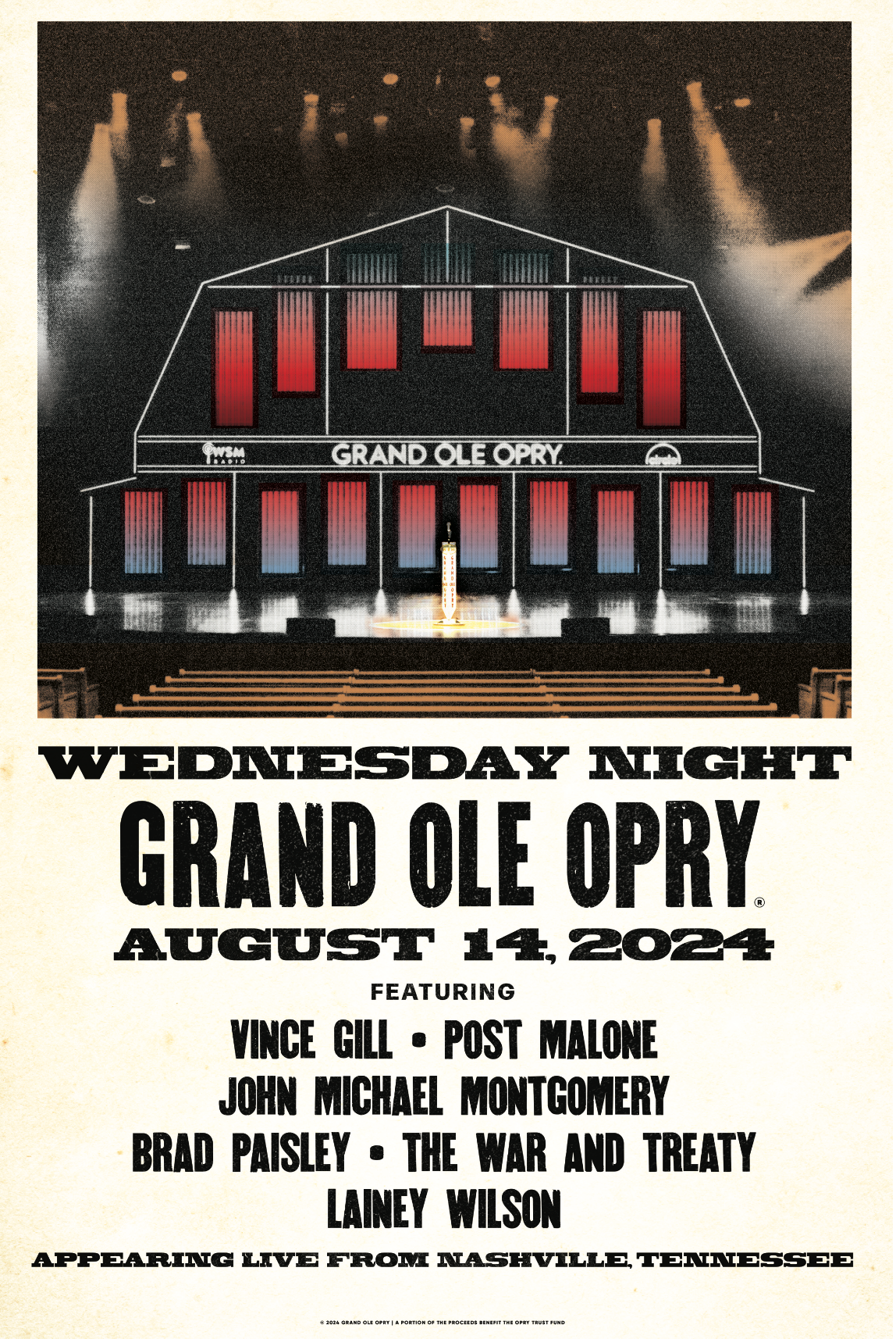 Post Malone Opry Debut Line Up Poster - August 14 2024 - POSTERS