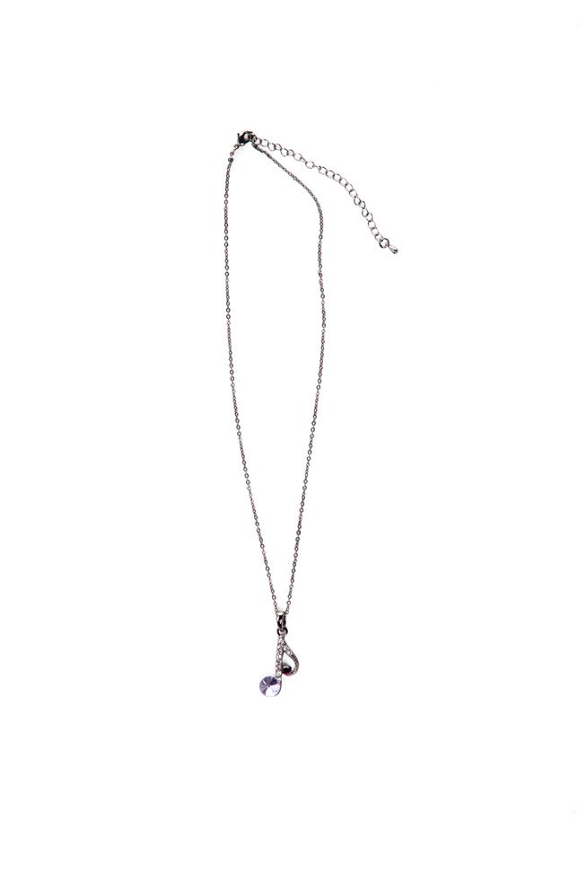 Rhinestone Music Note Necklace - JEWELRY