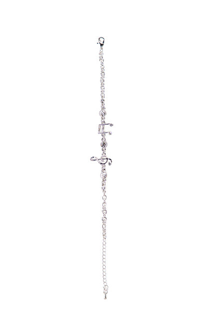 Rhinestone Music Notes Charm Bracelet - JEWELRY