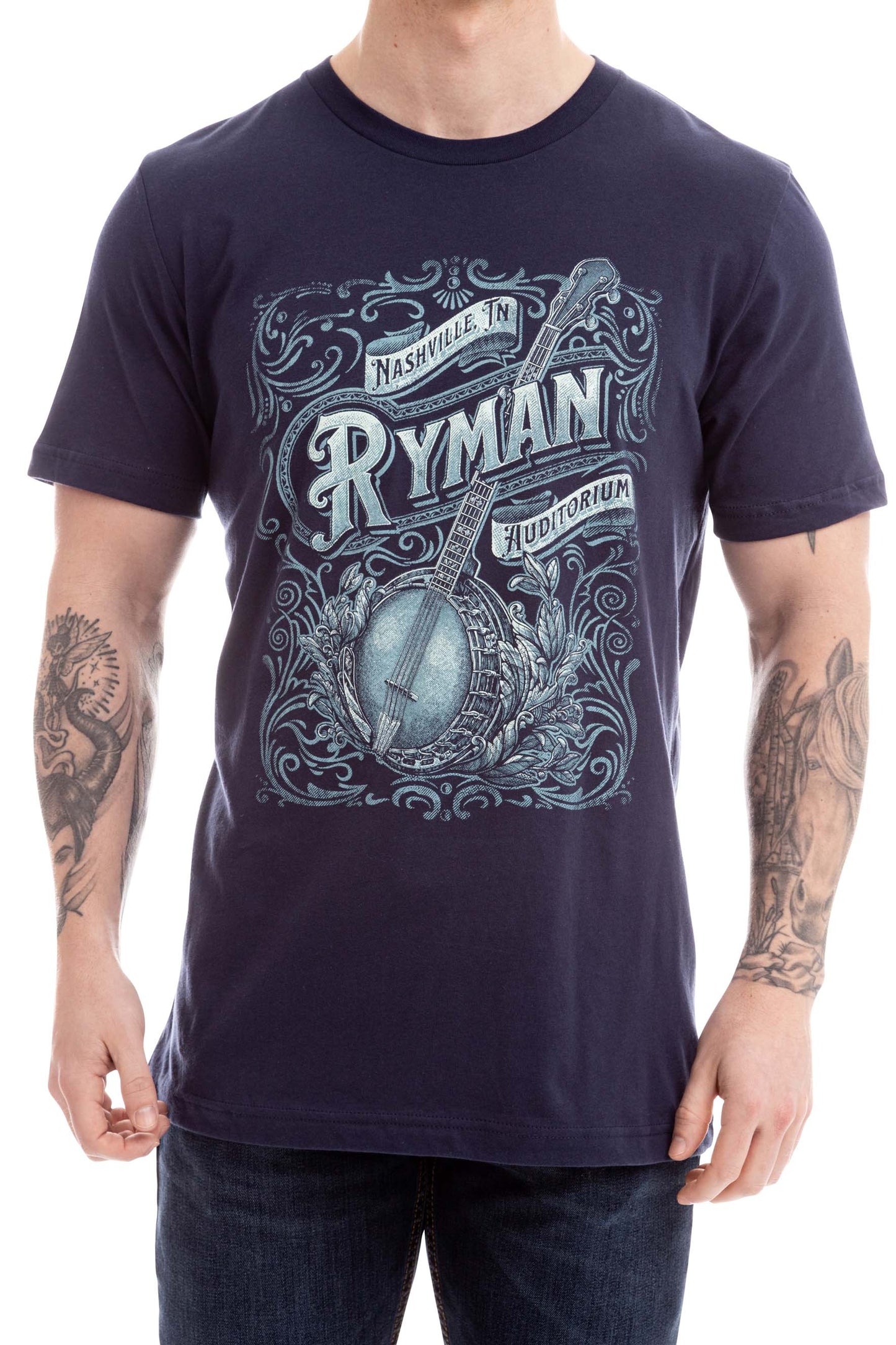 Ryman Bluegrass & Banjos T-Shirt - BLUE / SM - S/S