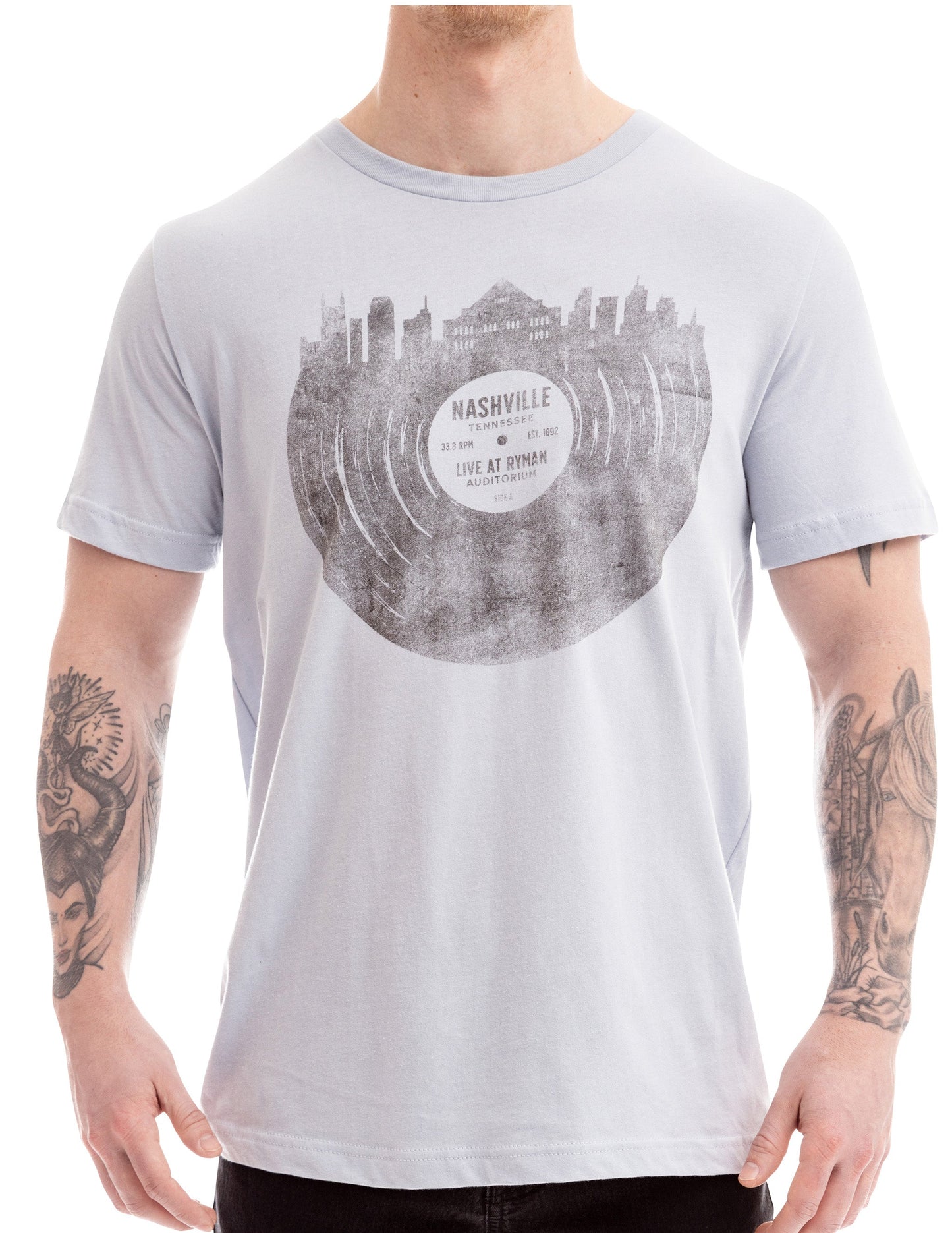 Ryman Nashville Skyline Record T-Shirt - BLUE / SM - S/S