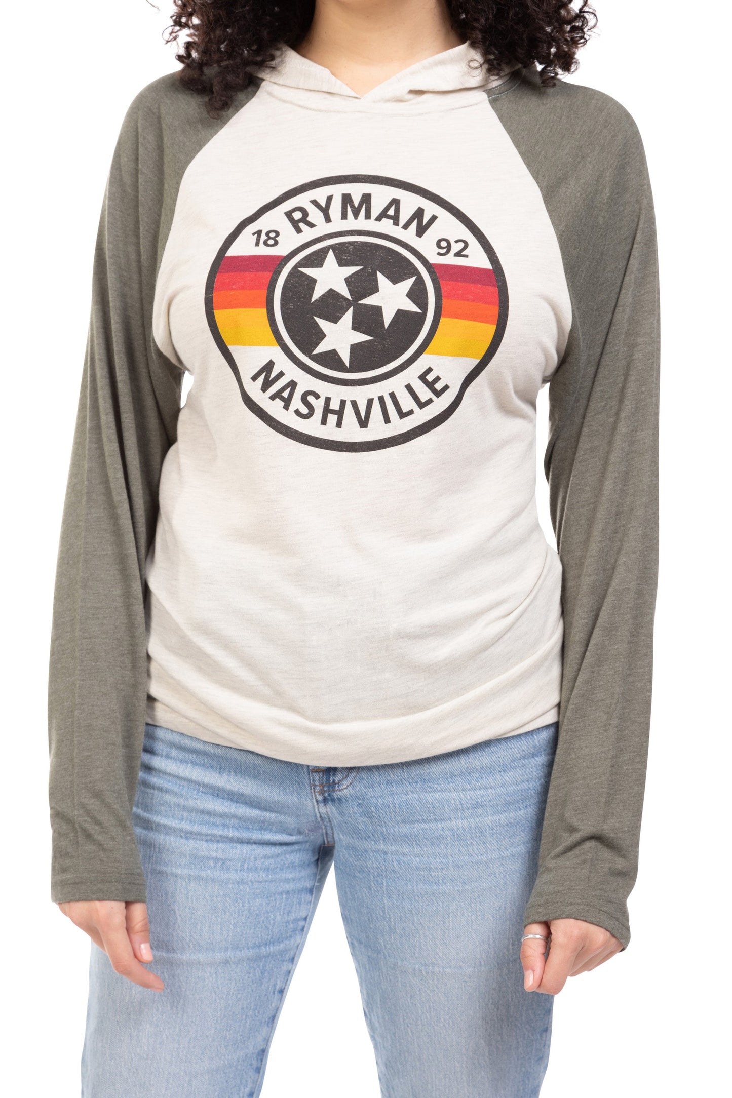 Ryman Retro Stripes Raglan Hoodie - FLEECE