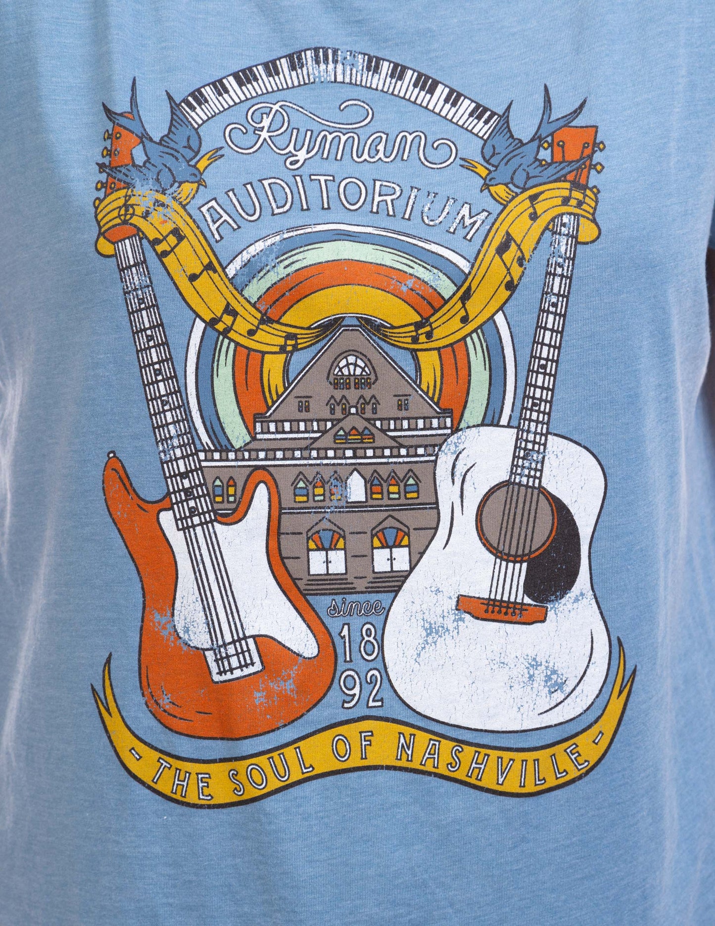Ryman Soul of Nashville Rainbow & Guitars Women’s T-Shirt - BLUE / SM - S/S