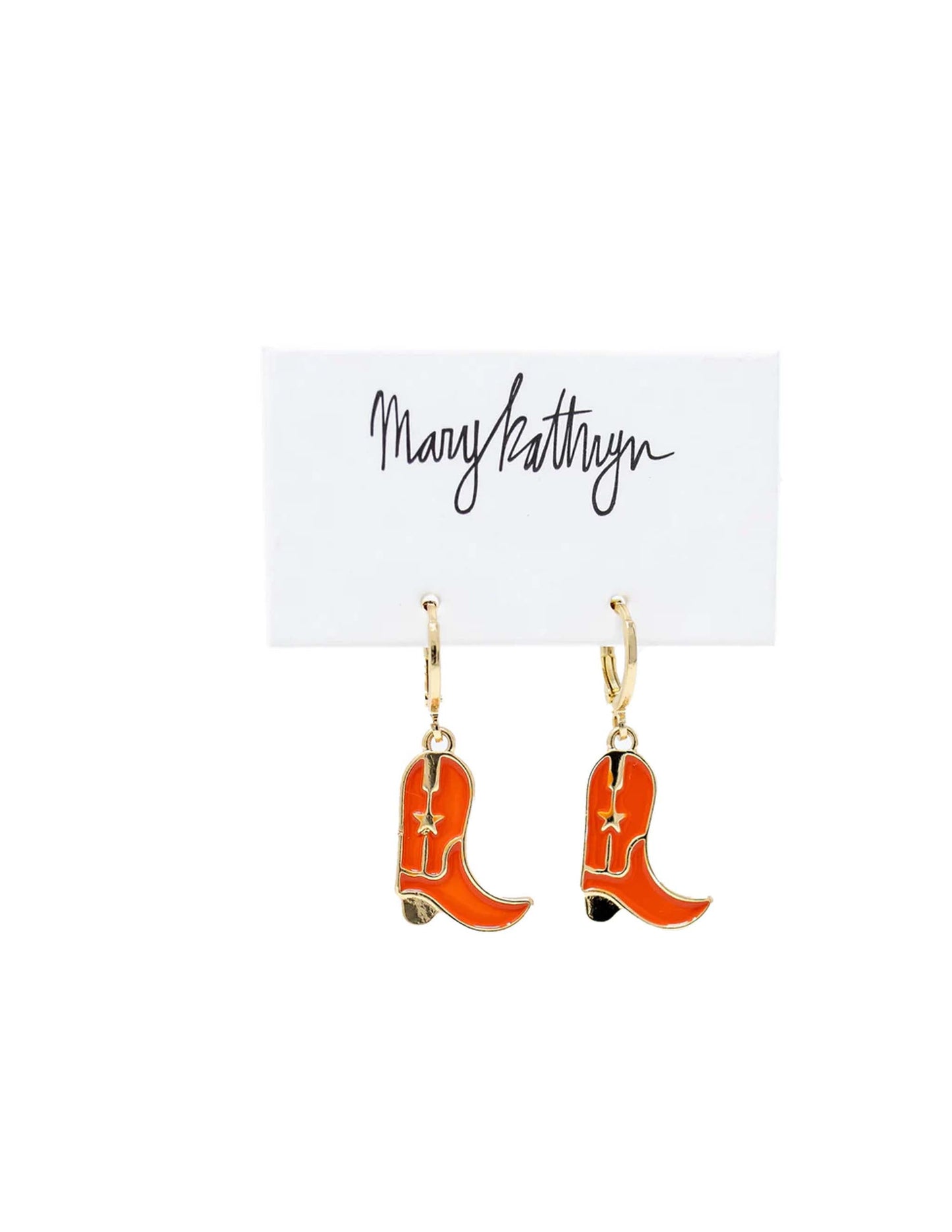 Sunset Coral Cowboy Boot Huggie Earrings - JEWELRY