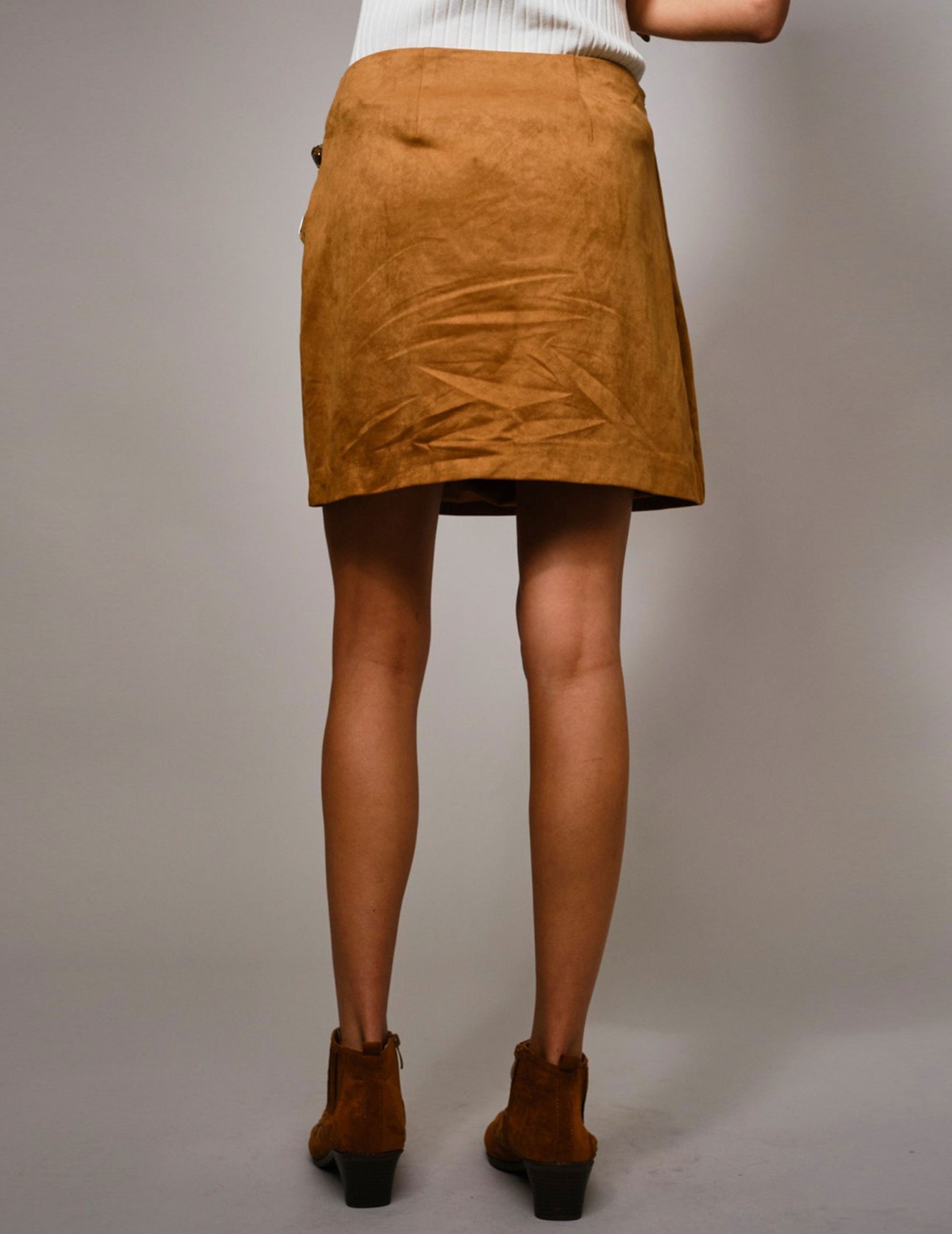 Western Buckle Suede Mini Skort - SKIRTS
