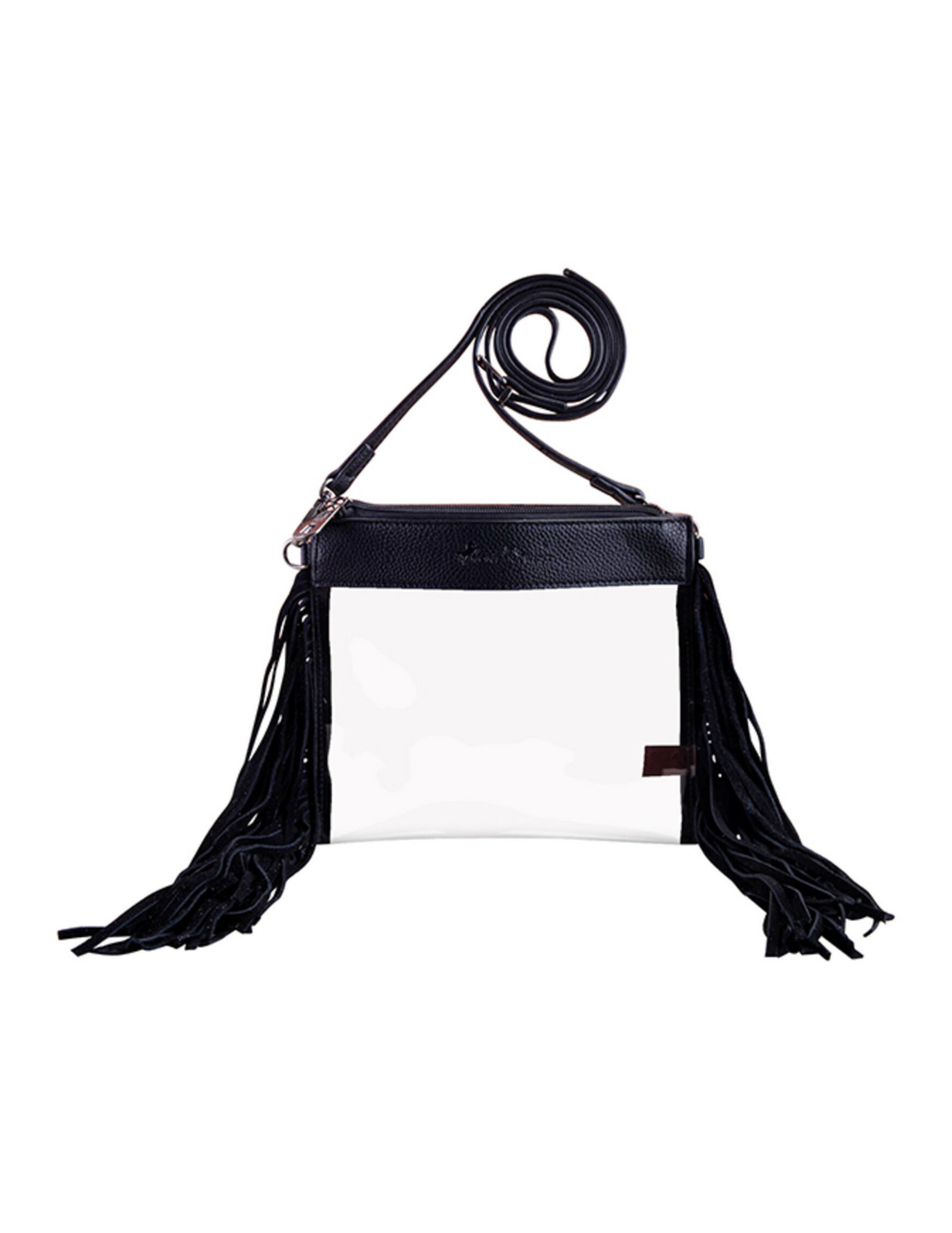 FA Western Guitar Strap Fringe Clear Fashion Bag Black - HANDBAGS
