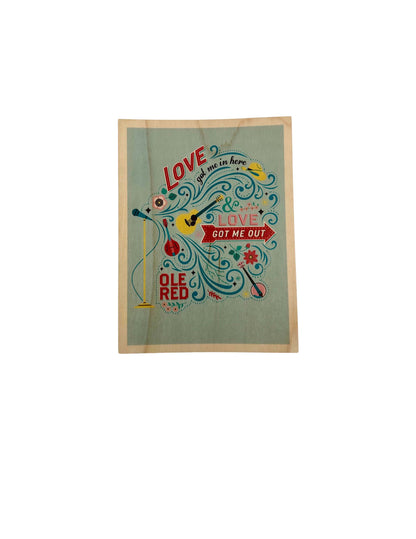 Ole Red Love In Love Out Mural Wood Postcard - SOUVENIRS