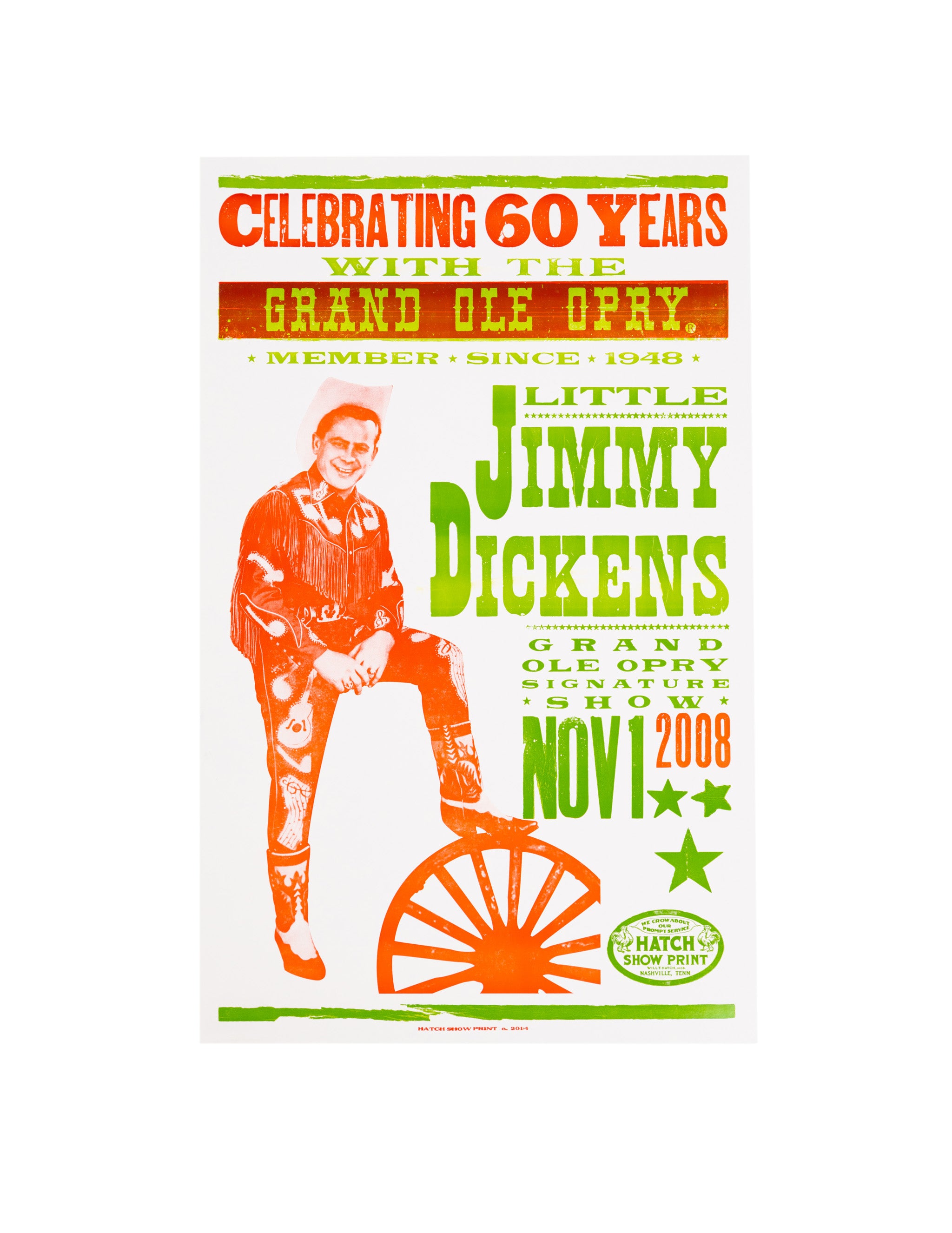 Little Jimmy Dickens 60th Opry Anniversary Hatch Show Print