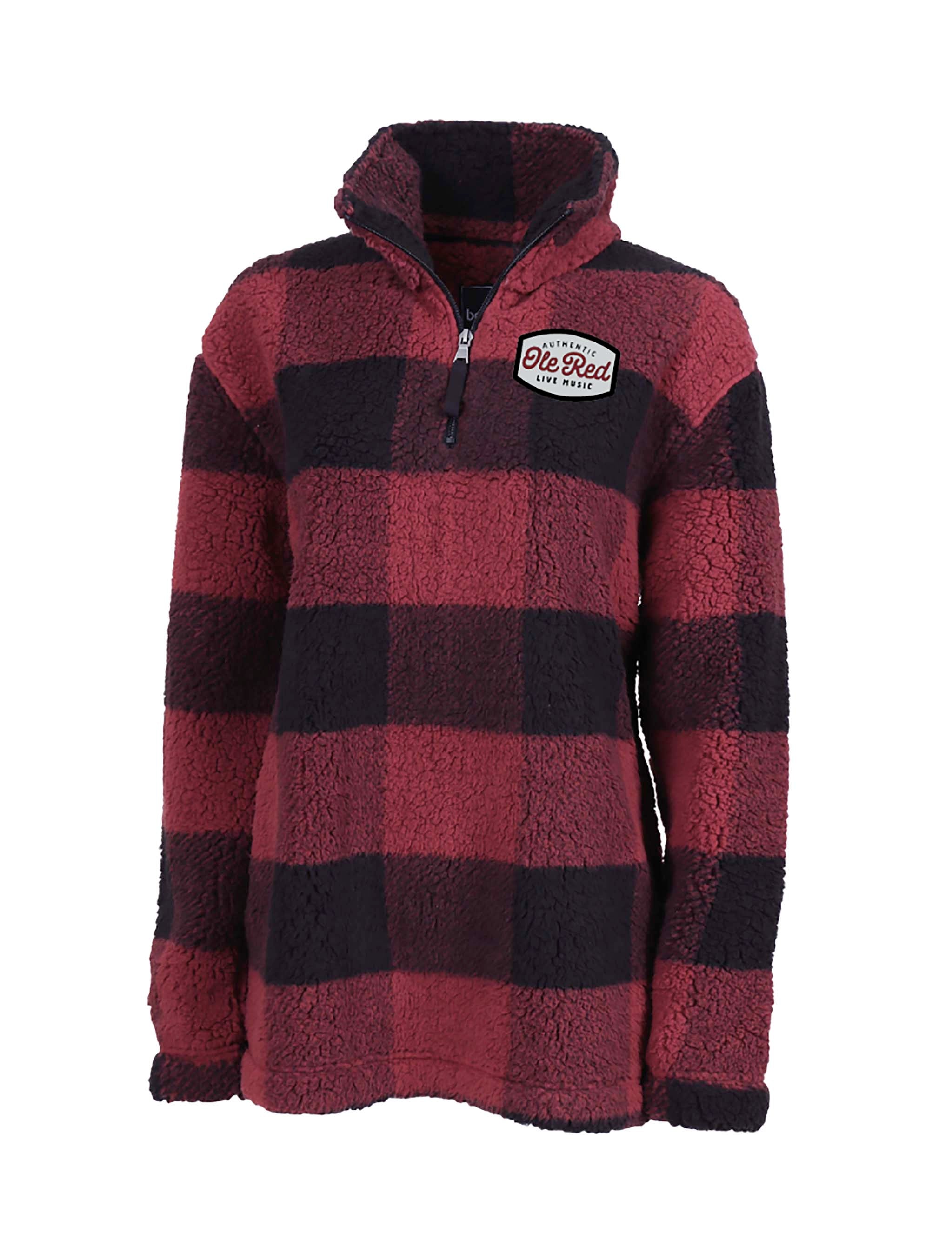 Ole Red Buffalo Plaid Sherpa Quarter Zip Pullover