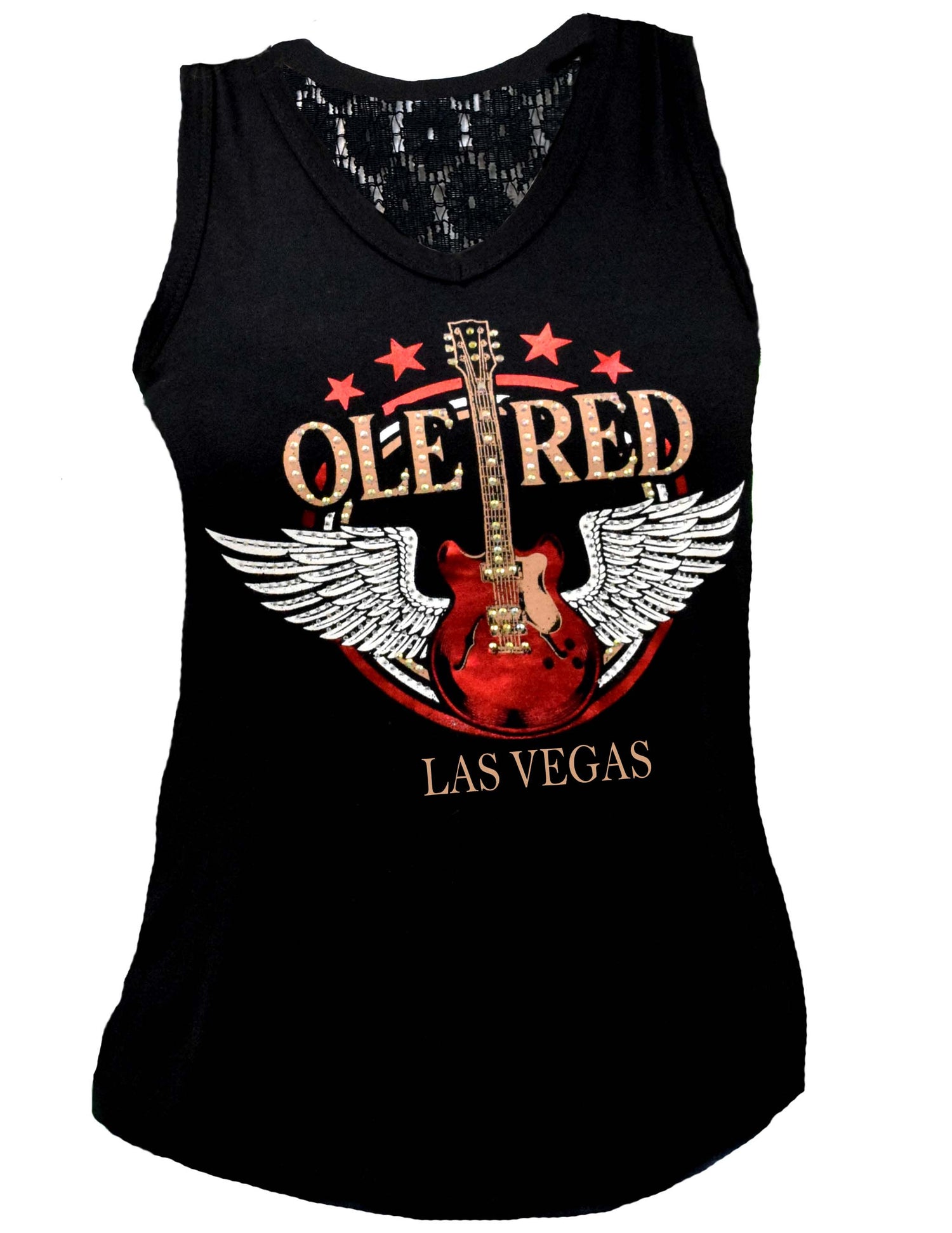 Ole Red Vegas Bling Wing Guitar Lace Tank