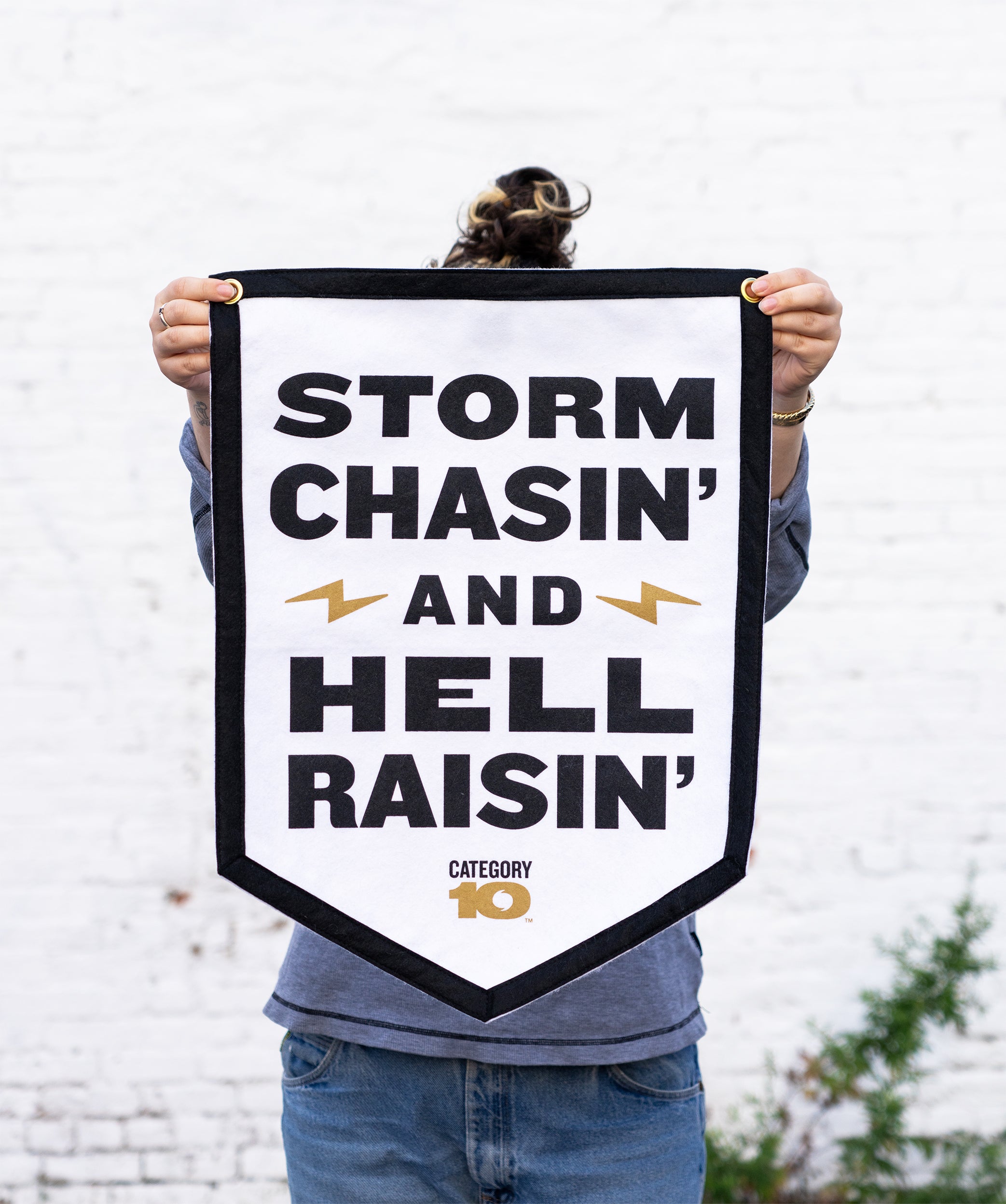 Category 10 Storm Chasin Felt Oxford Pendant Banner