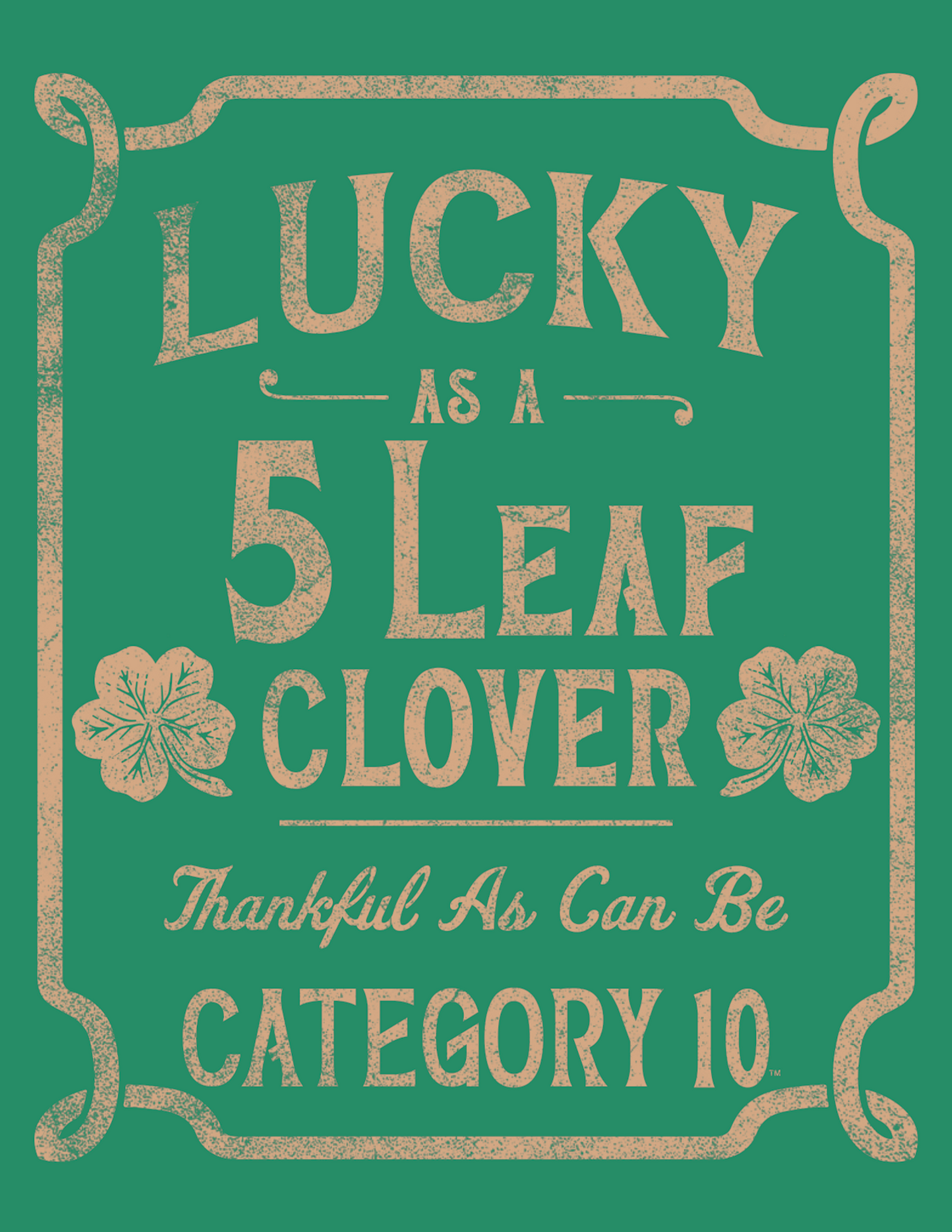 Category 10 Lucky Five Leaf Clover T-Shirt