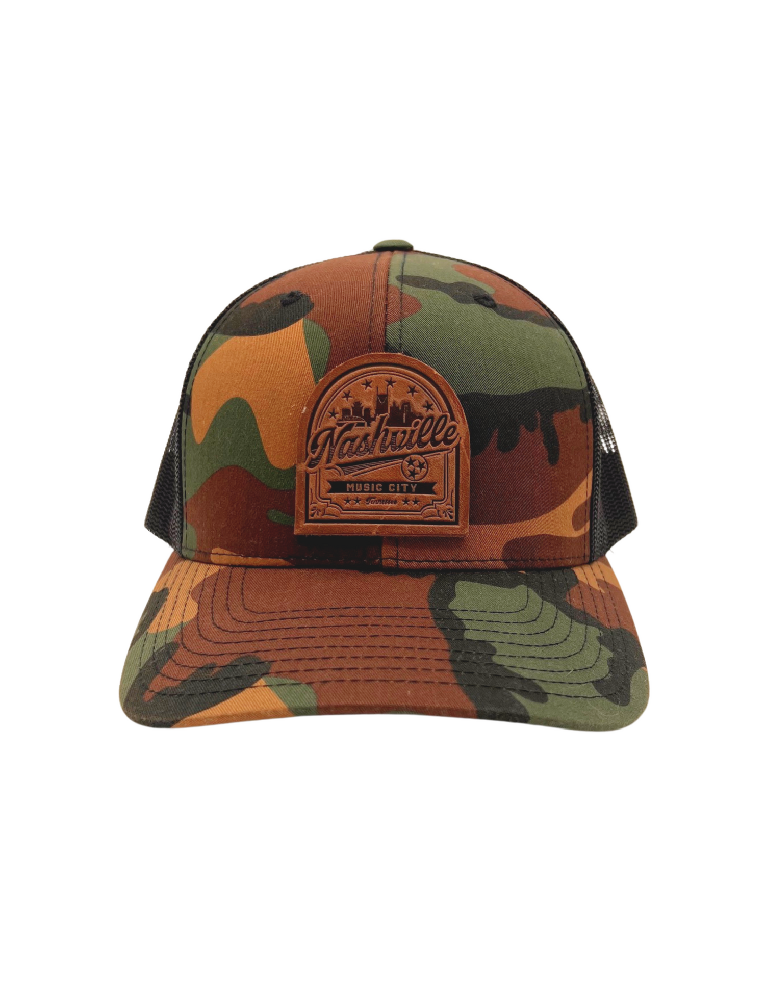 Muisc City Camo Leather Patch Hat