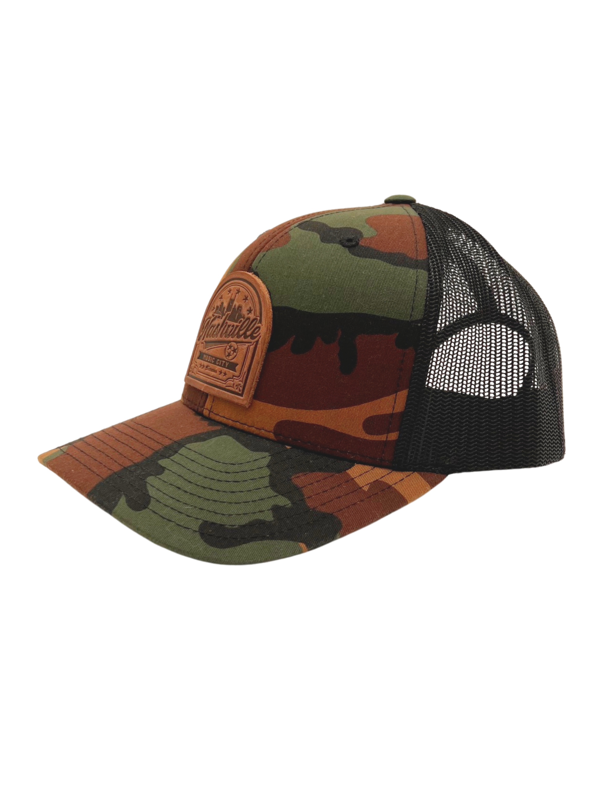 Muisc City Camo Leather Patch Hat