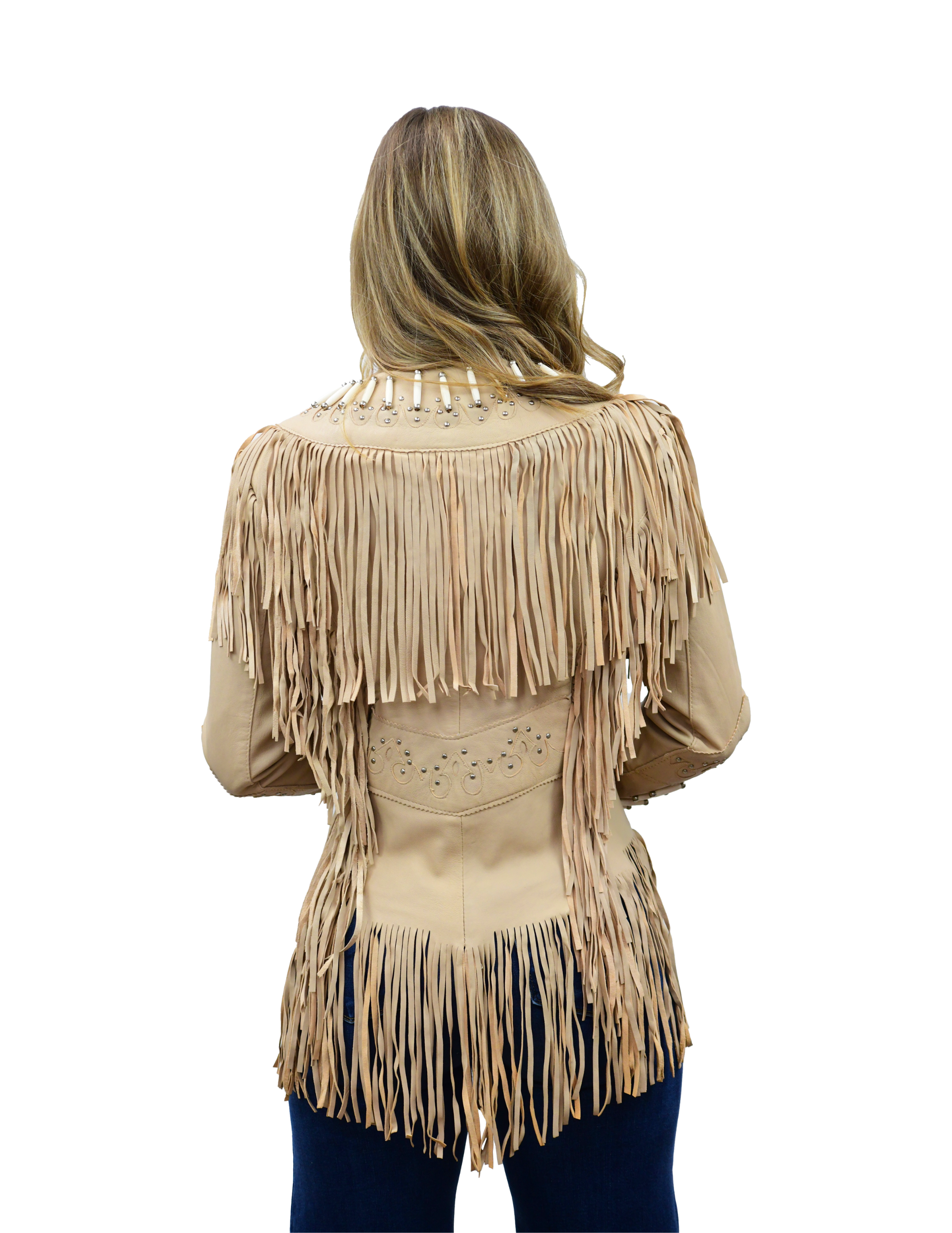 Womens Fashion Cream Fringe Jacket