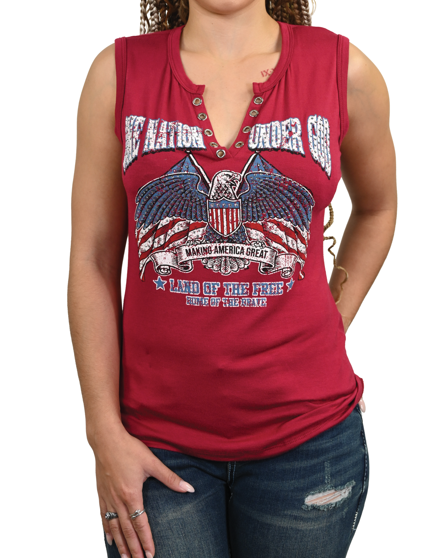 One Nation Under God V-neck Tank - VNECK