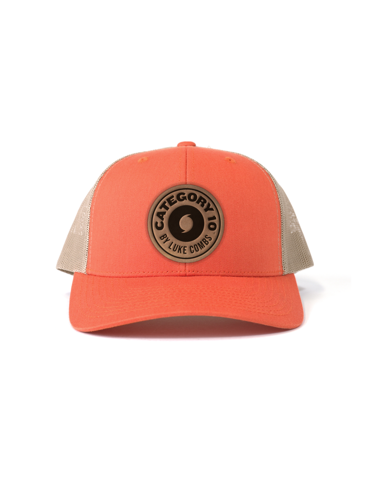 Category 10 Genuine Patch Leather Hat Orange - BASEBALL