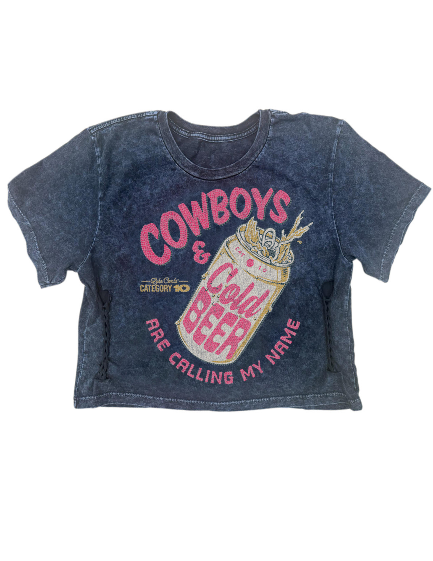 Category 10 Womens Bling Cowboys and Cold Beer Crop - CROPS